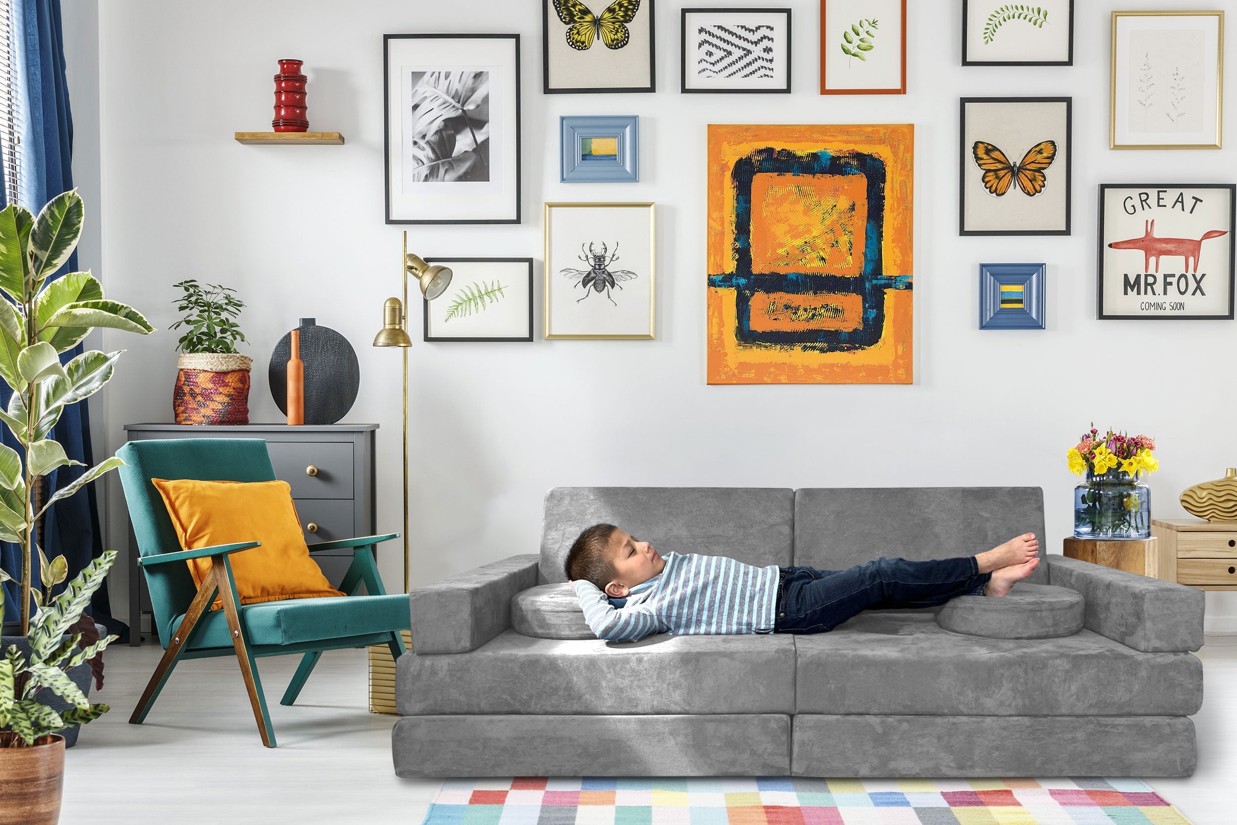 10 Piece Large Soft Furniture Playset Modular Microsuede Foam Play Couch For Creative Kids