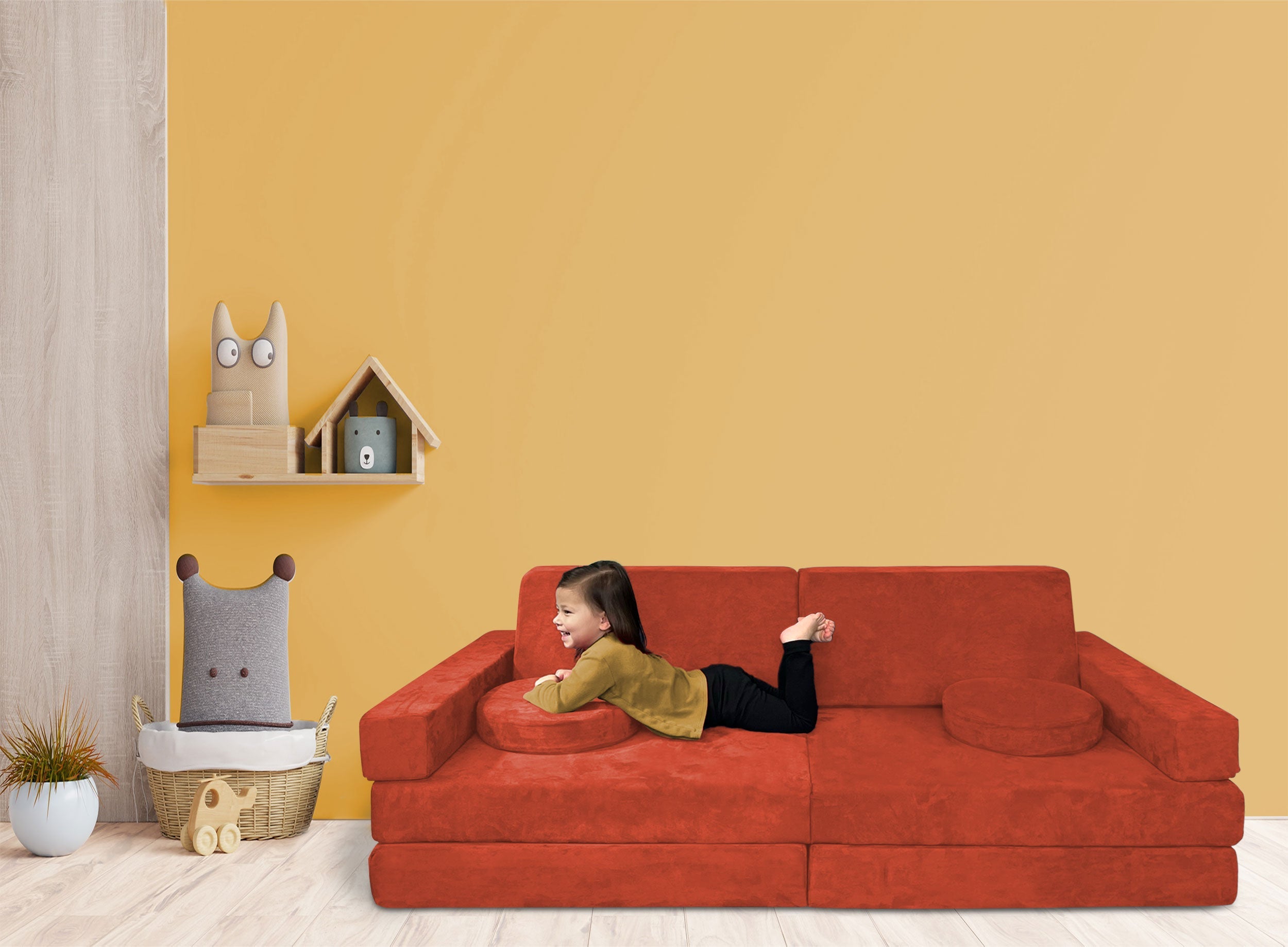 10 Piece Large Soft Furniture Playset Modular Microsuede Foam Play Couch For Creative Kids