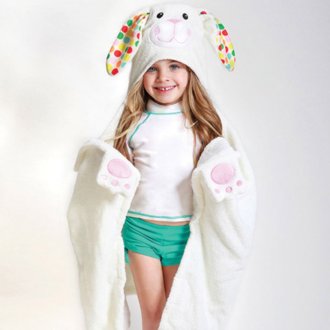 Kids Plush Terry Hooded Bath Towel - Bella The Bunny