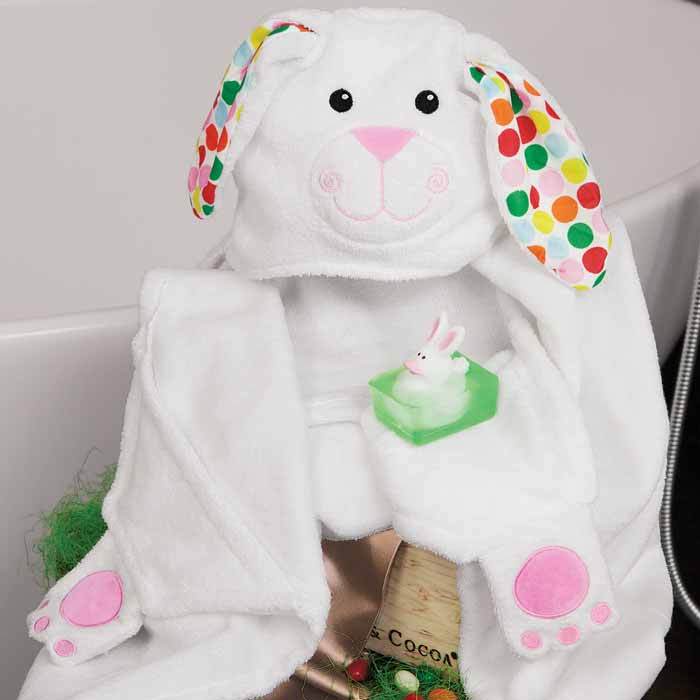 Kids Plush Terry Hooded Bath Towel - Bella The Bunny