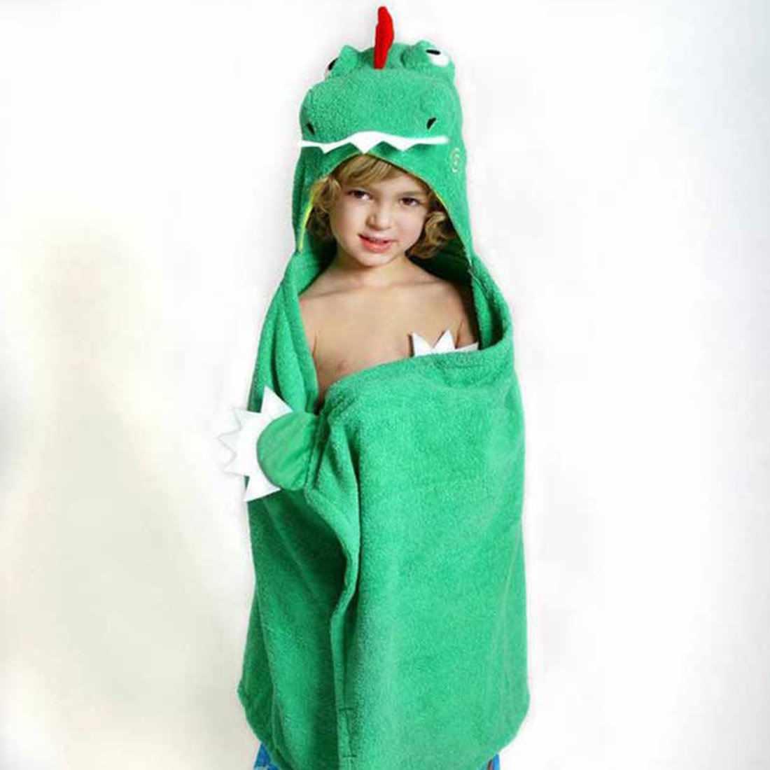 Kids Plush Terry Hooded Bath Towel - Devin The Dinosaur