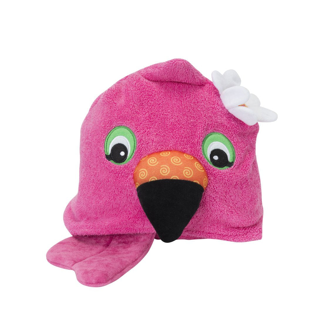 Kids Plush Terry Hooded Bath Towel - Franny The Flamingo