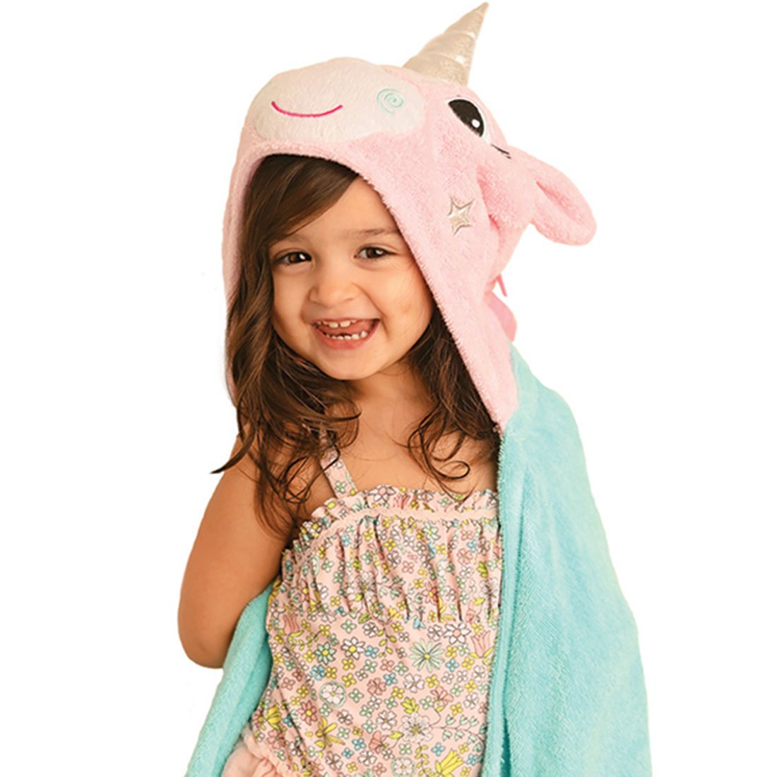 Kids Plush Terry Hooded Bath Towel - Allie The Alicorn