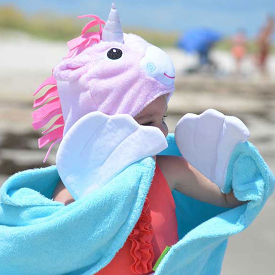 Kids Plush Terry Hooded Bath Towel - Allie The Alicorn