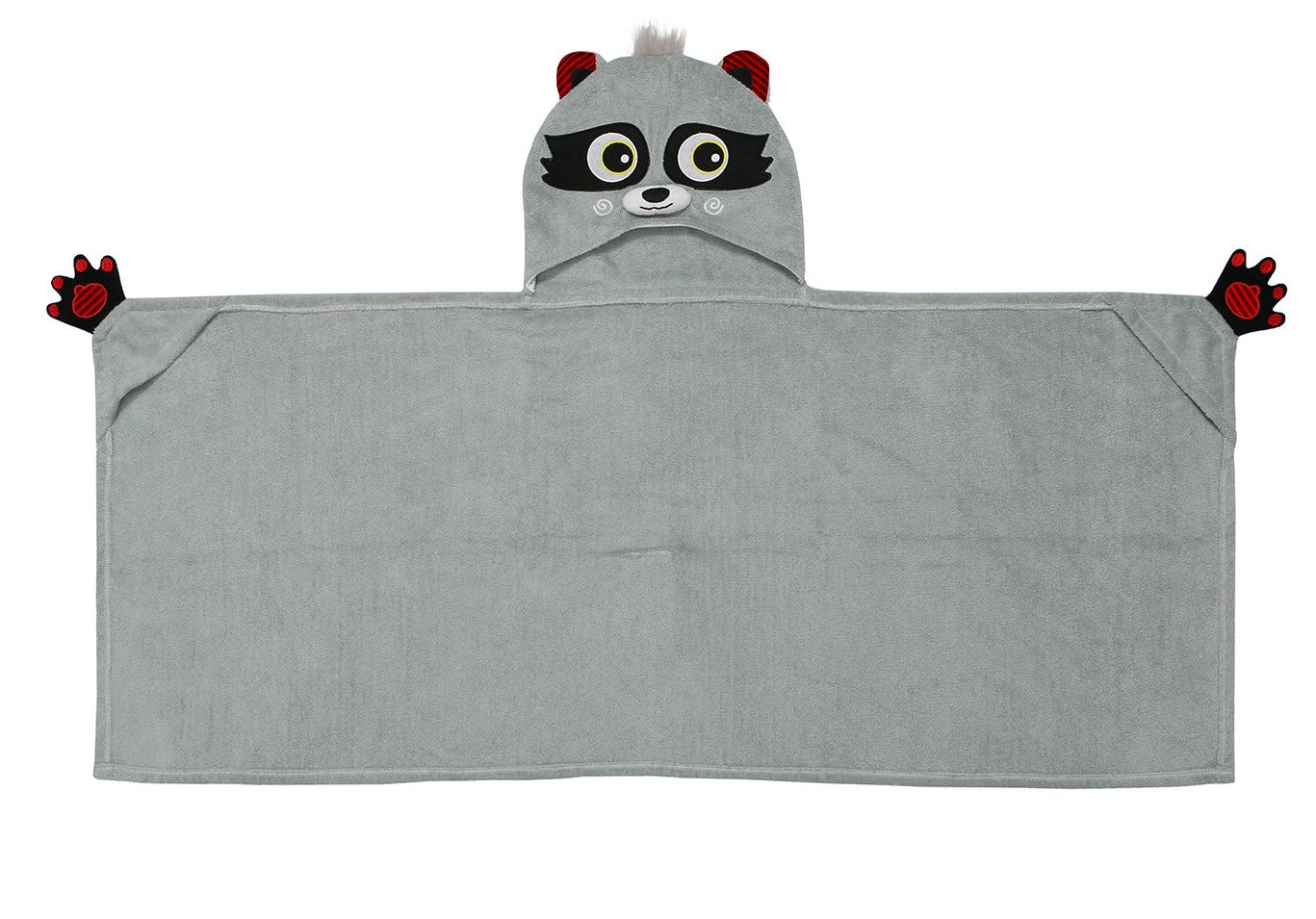 Kids Plush Terry Hooded Bath Towel - Rocco The Raccoon