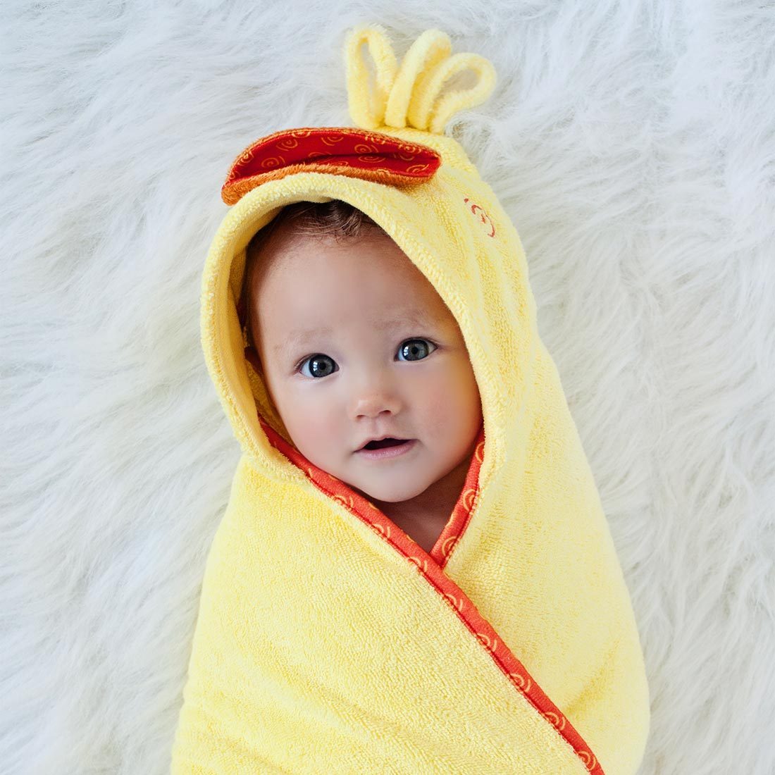 Baby Plush Terry Hooded Bath Towel - Puddles The Duck
