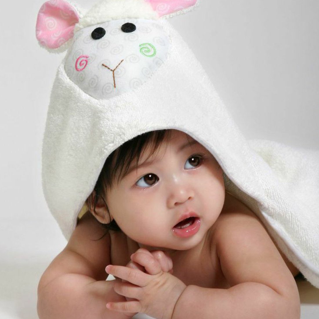 Baby Plush Terry Hooded Bath Towel - Lola The Lamb