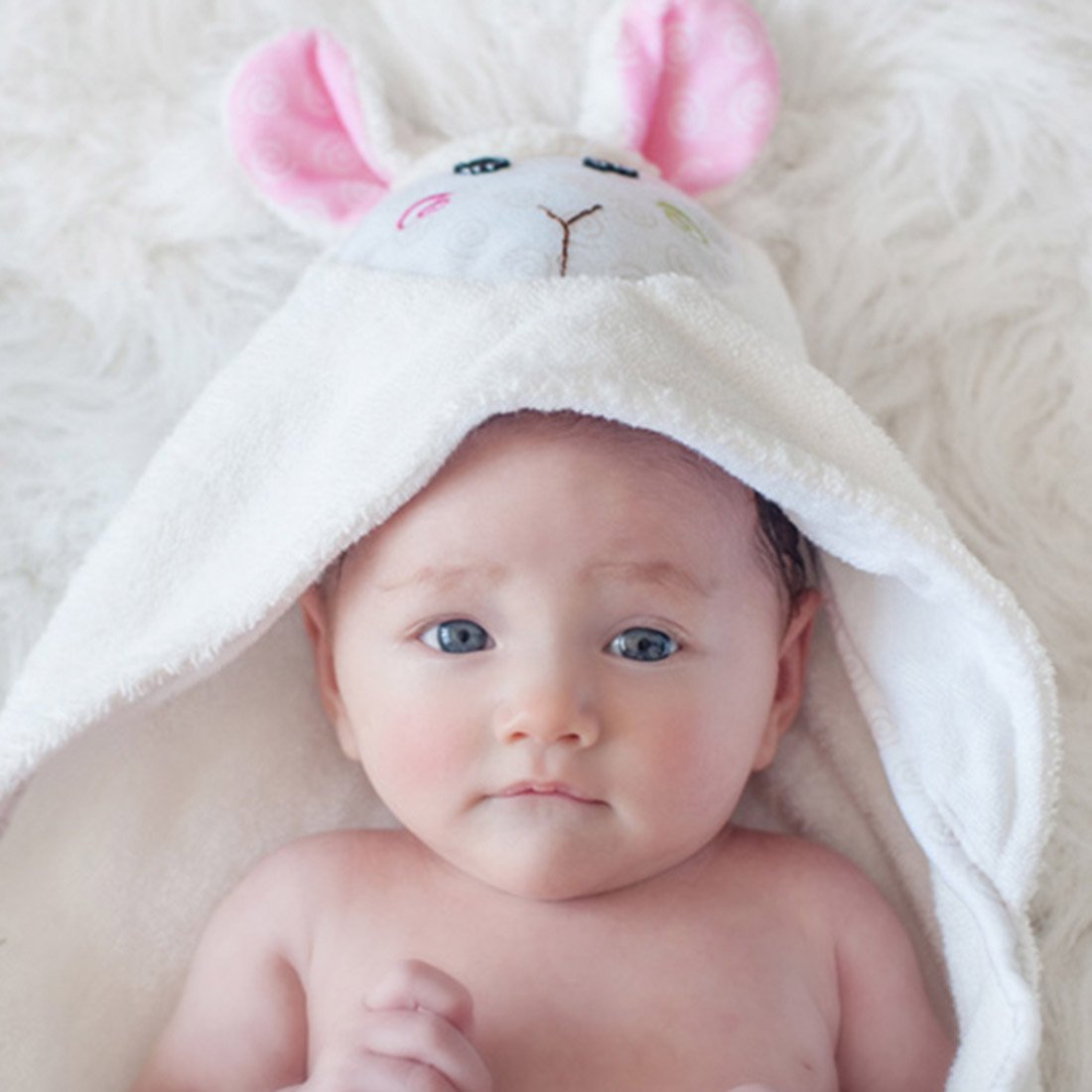 Baby Plush Terry Hooded Bath Towel - Lola The Lamb
