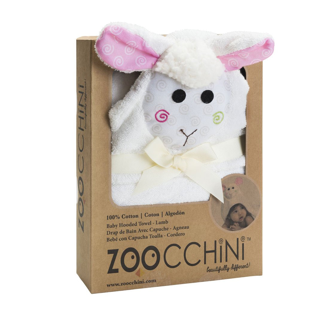 Baby Plush Terry Hooded Bath Towel - Lola The Lamb