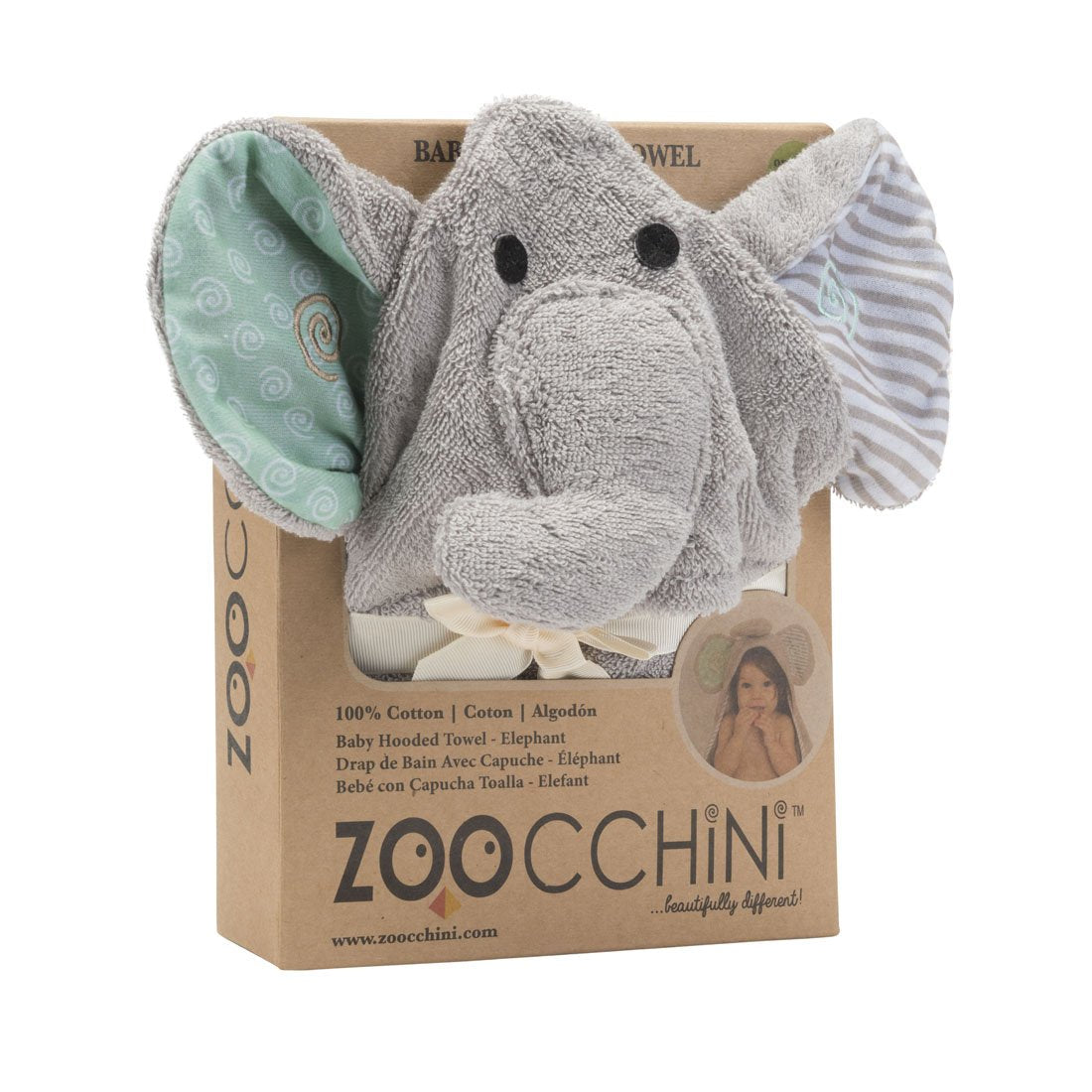 Baby Plush Terry Hooded Bath Towel - Elle The Elephant