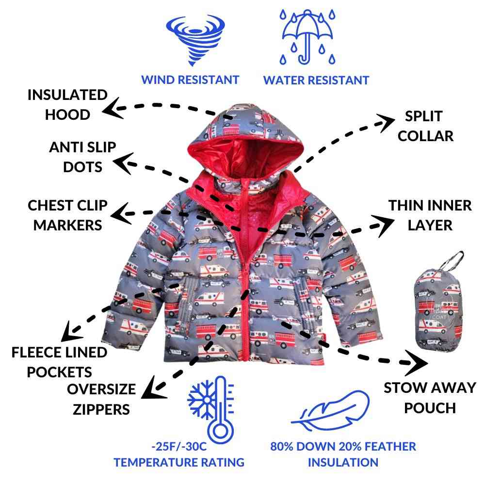 Car Seat Coat | The Road Coat Down - Rescue Print