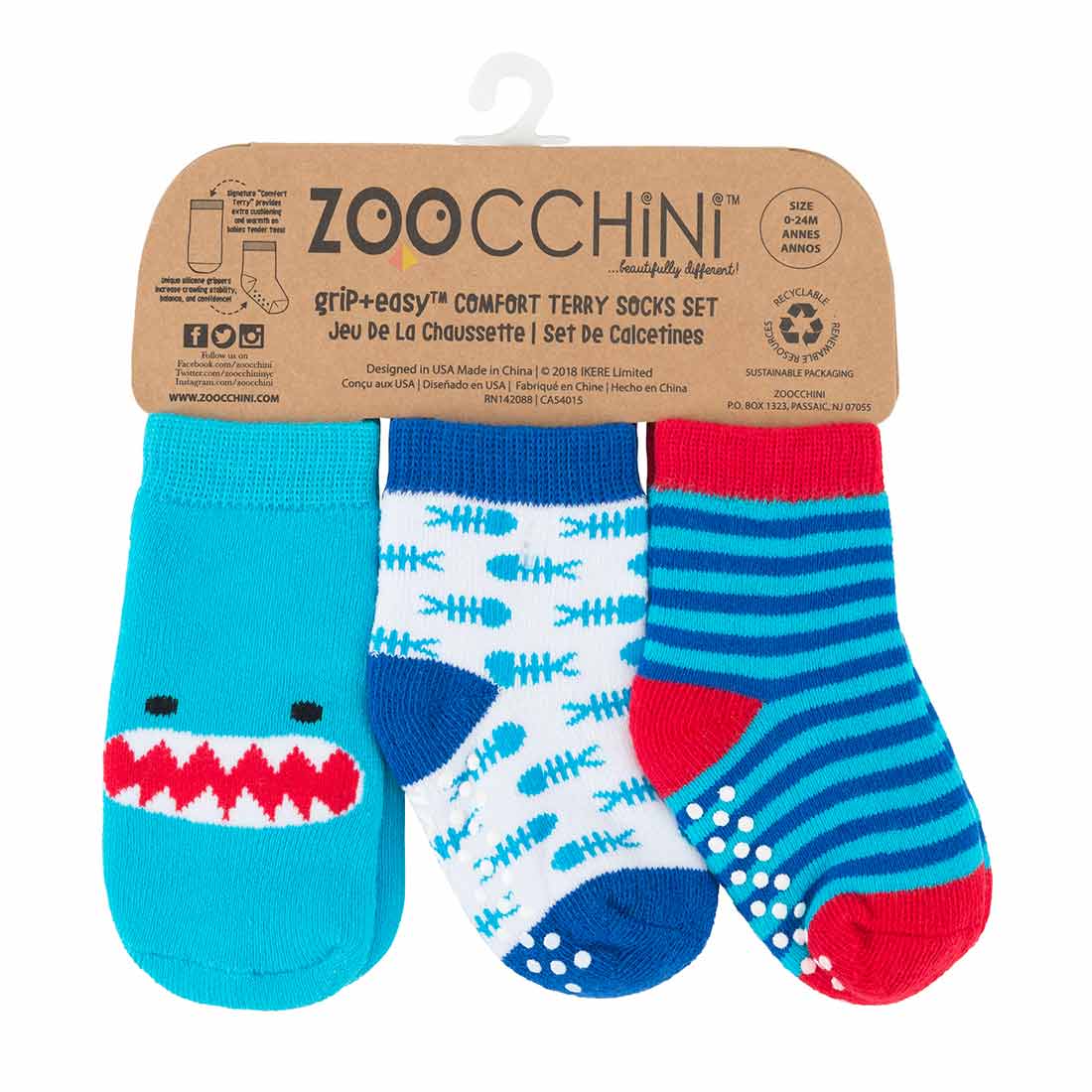 Baby/toddler Terry Socks Set (3-pk) - Sherman The Shark