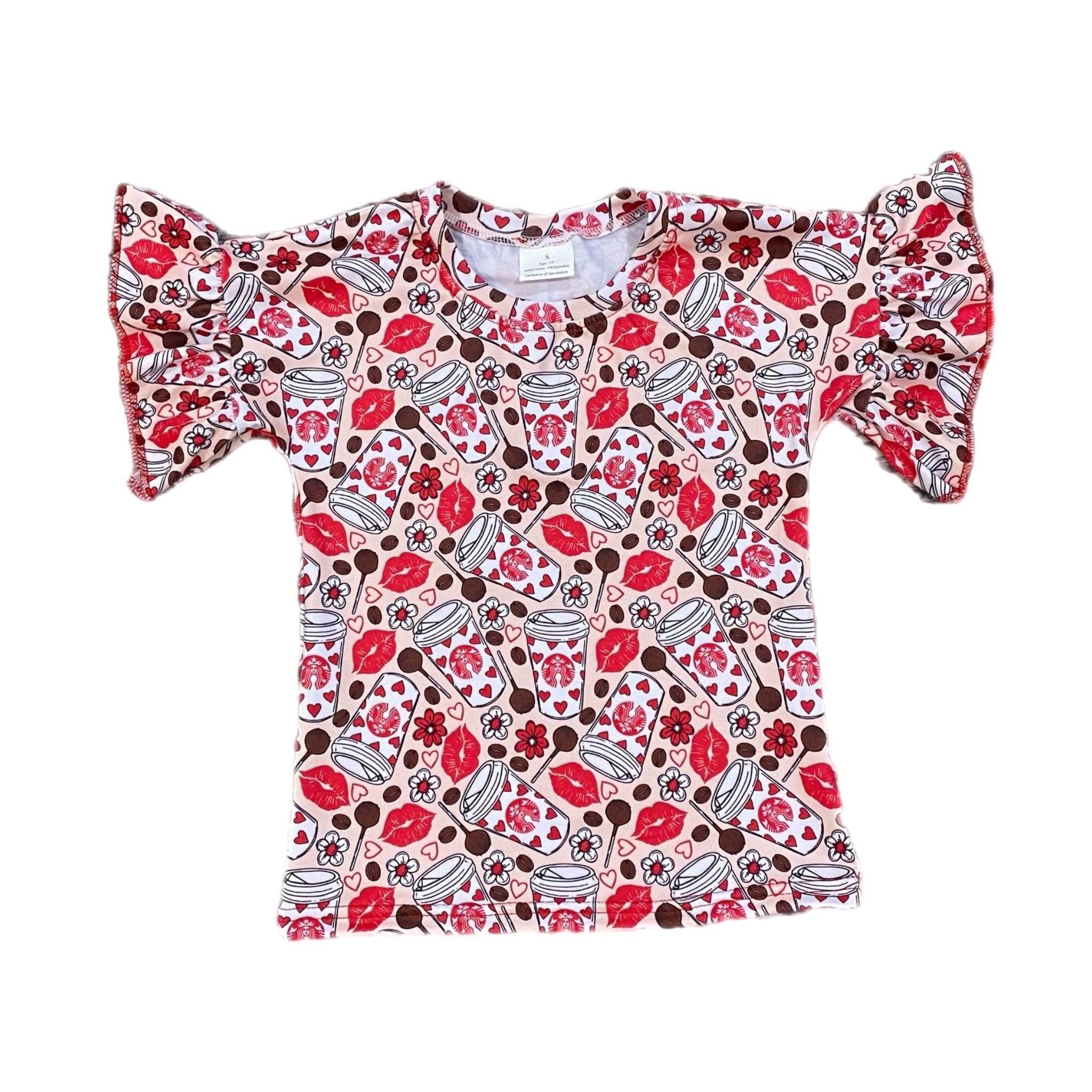 Coffee And Cake Pops Ruffle Top