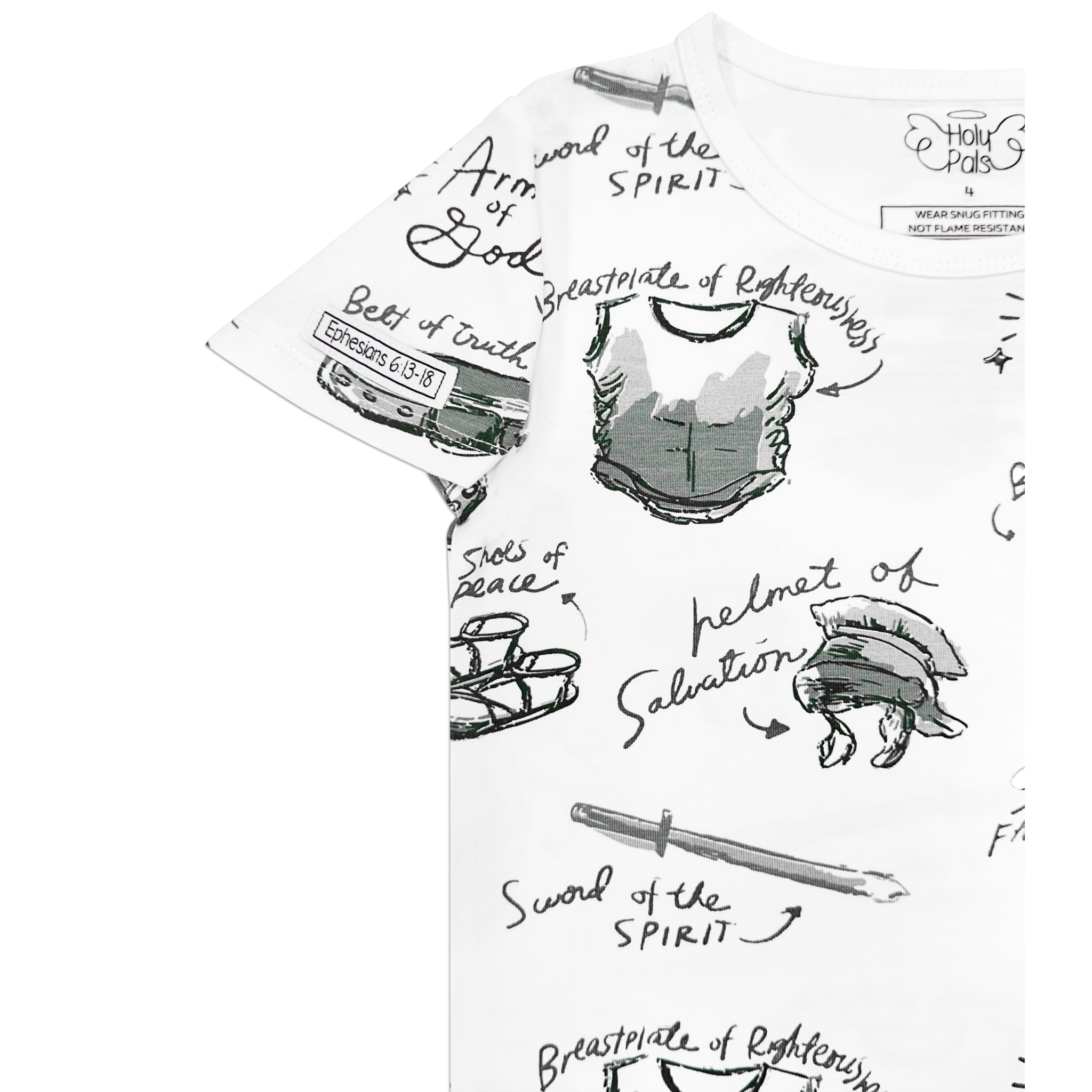 Armor Of God White Pj Short Sleeve & Pants Set Bamboo