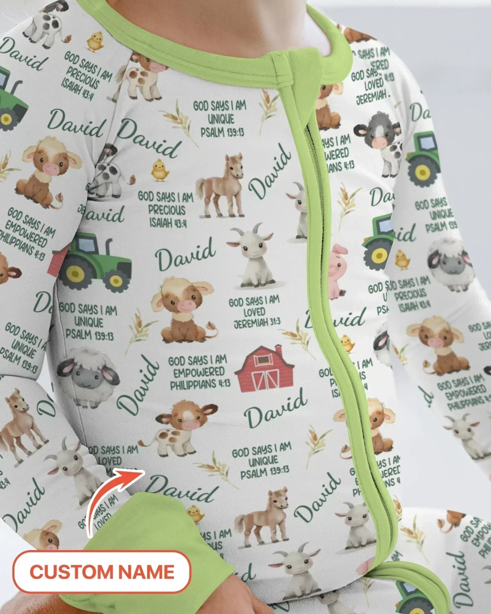 Custom Name God Says I Am Farm Animals Bamboo Convertible Zippy