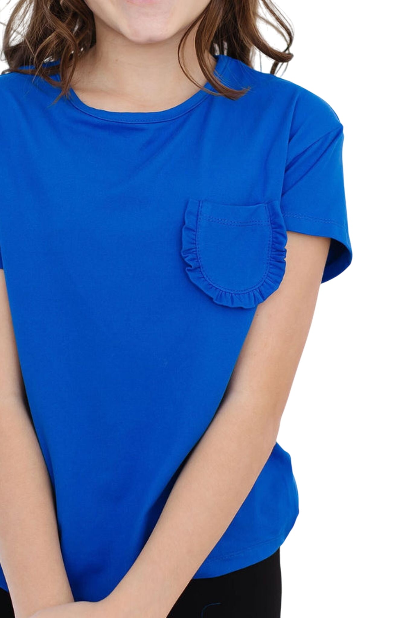 Royal Blue Ruffle Pocket Tee