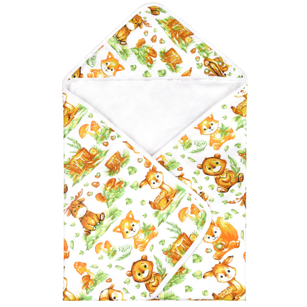 Bamboo Viscose Baby Hooded Towel Woodland Print