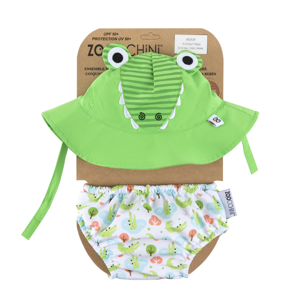 Baby Swim Diaper & Sun Hat Set - Aidan The Alligator