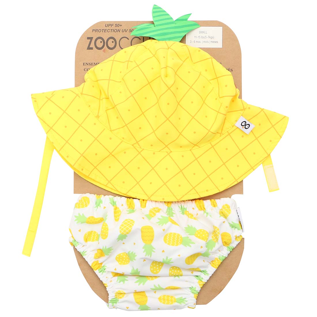 Baby Swim Diaper & Sun Hat Set - Pineapple