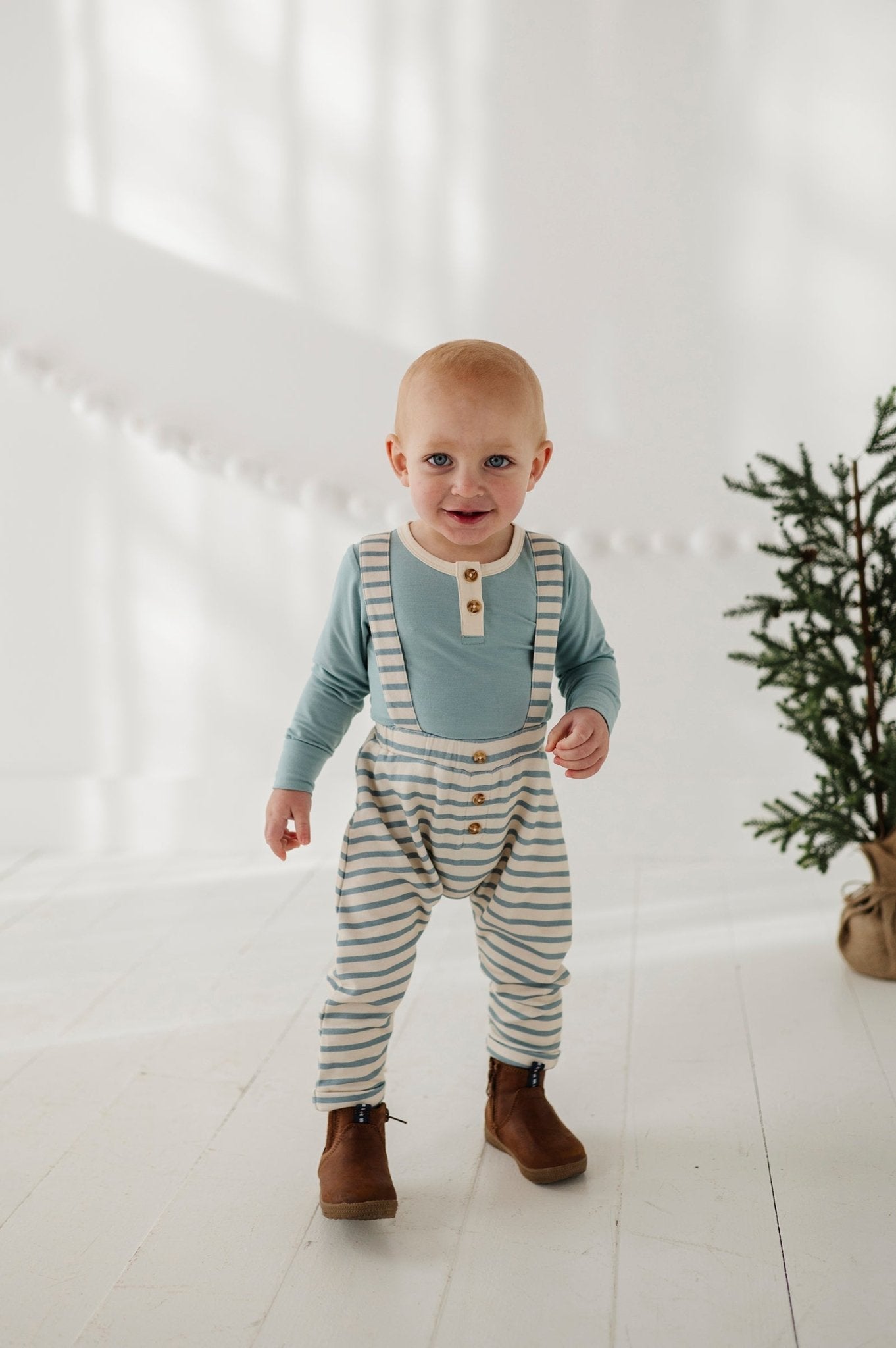 Henley Bodysuit & Suspenders Set