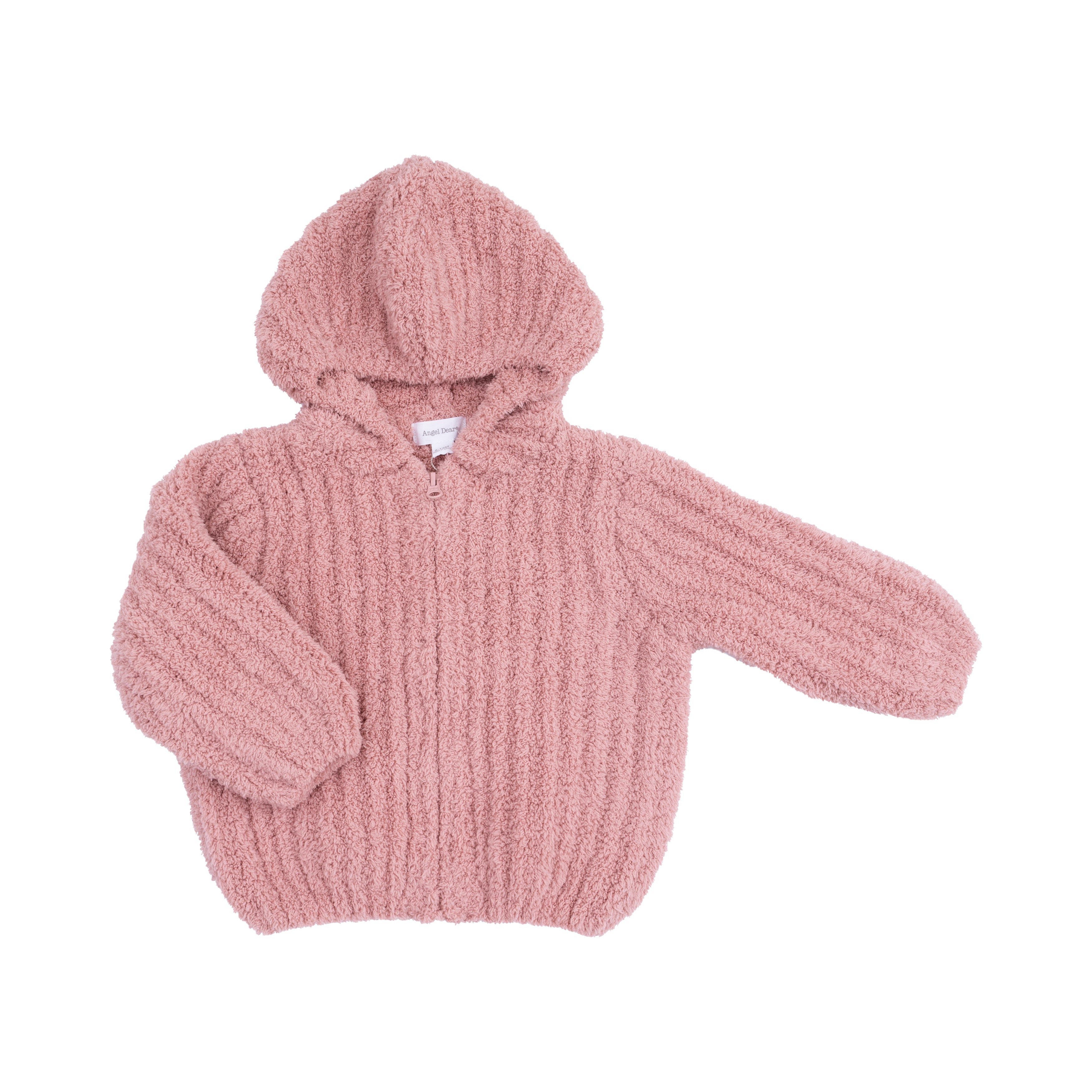 Chenille - Rose Hooded Jacket With Striped Texture