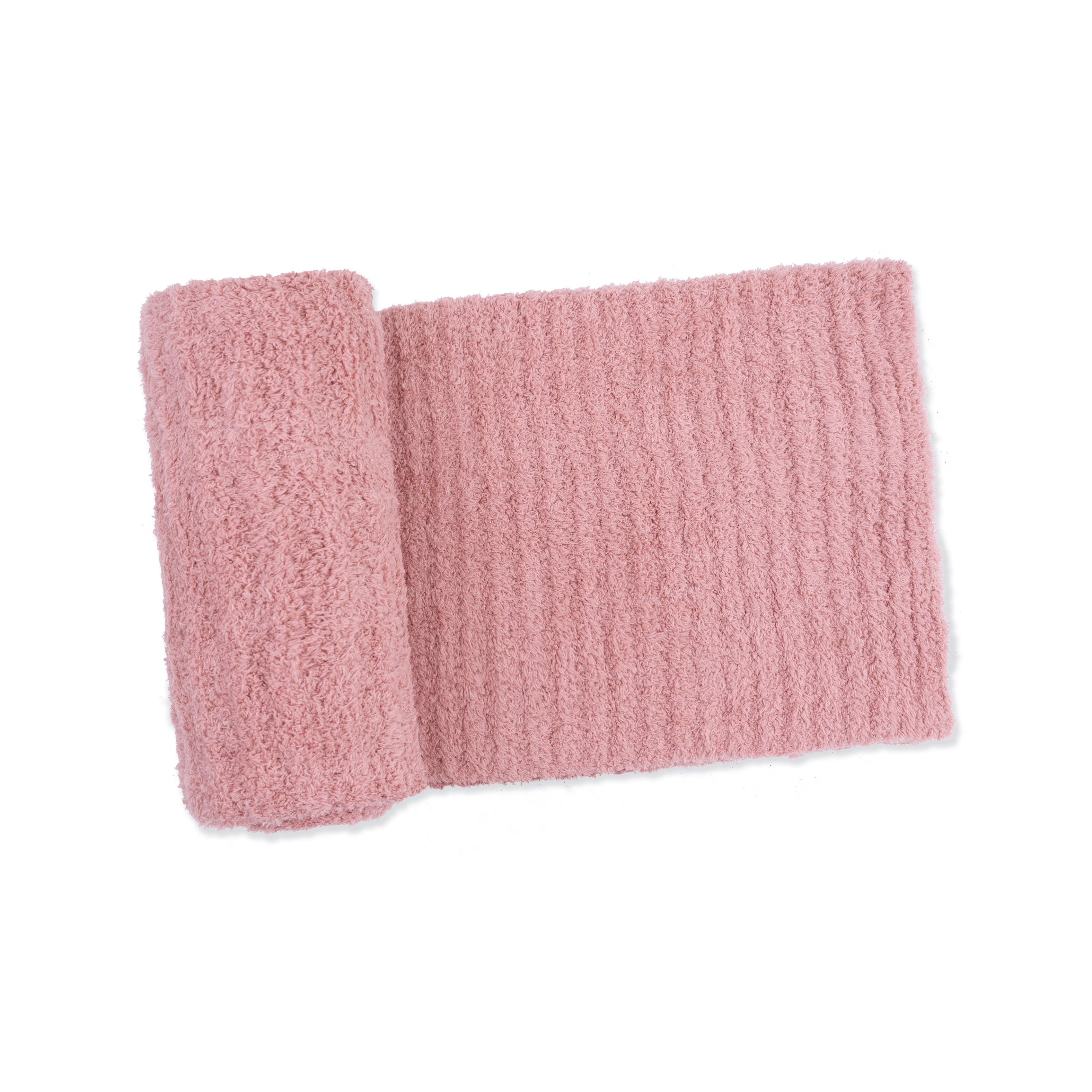 Chenille - Rose Blanket With Striped Texture