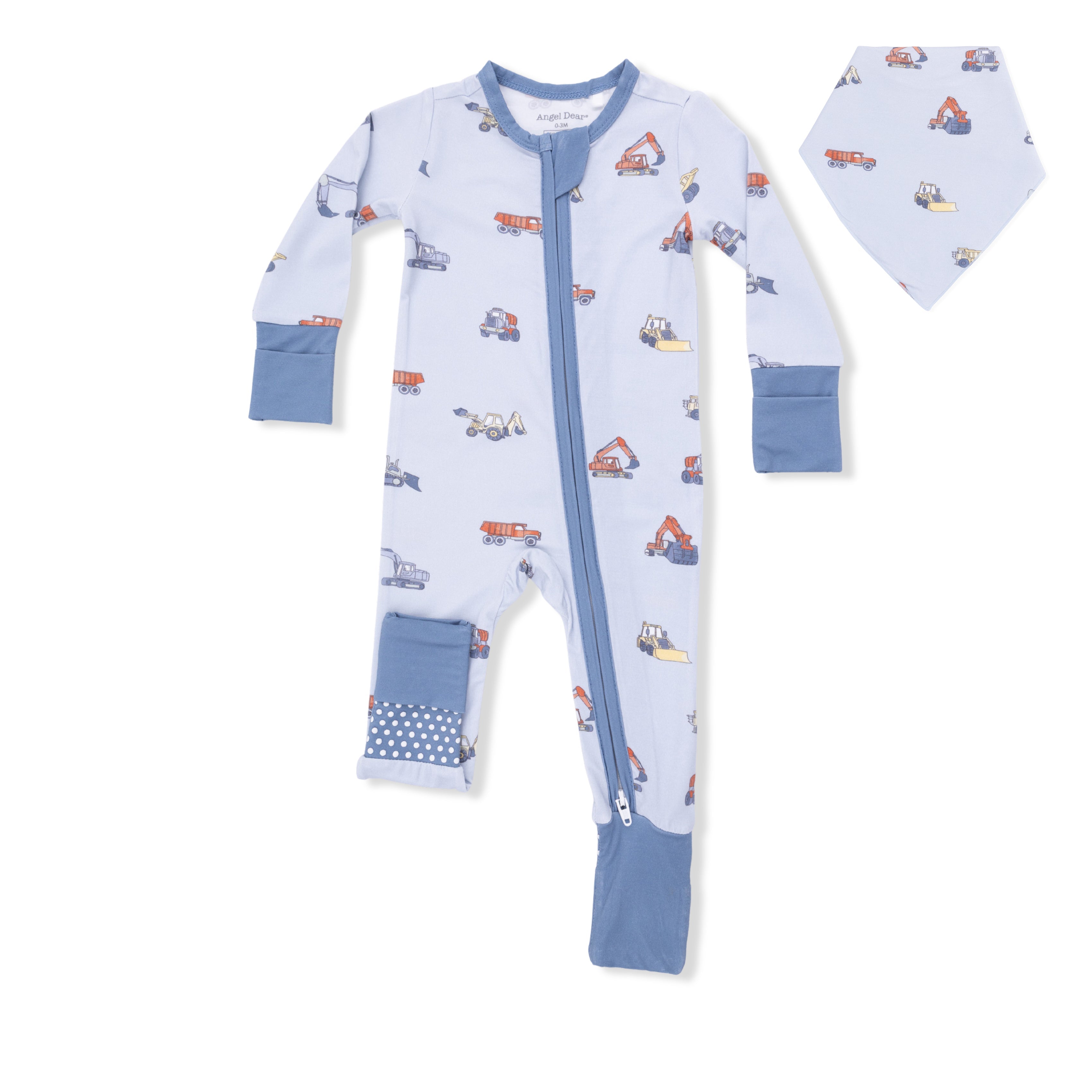 Construction Vehicles - Convertible Romper & Bandana Bib Set