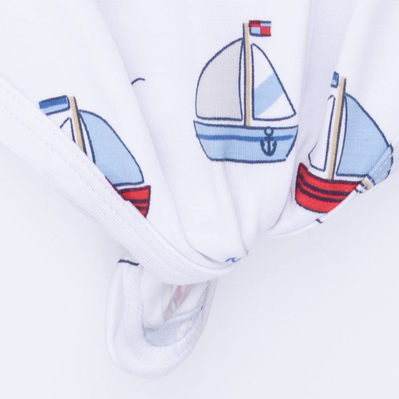 Bubbly Sailboats Blue - Knotted Gown And Hat