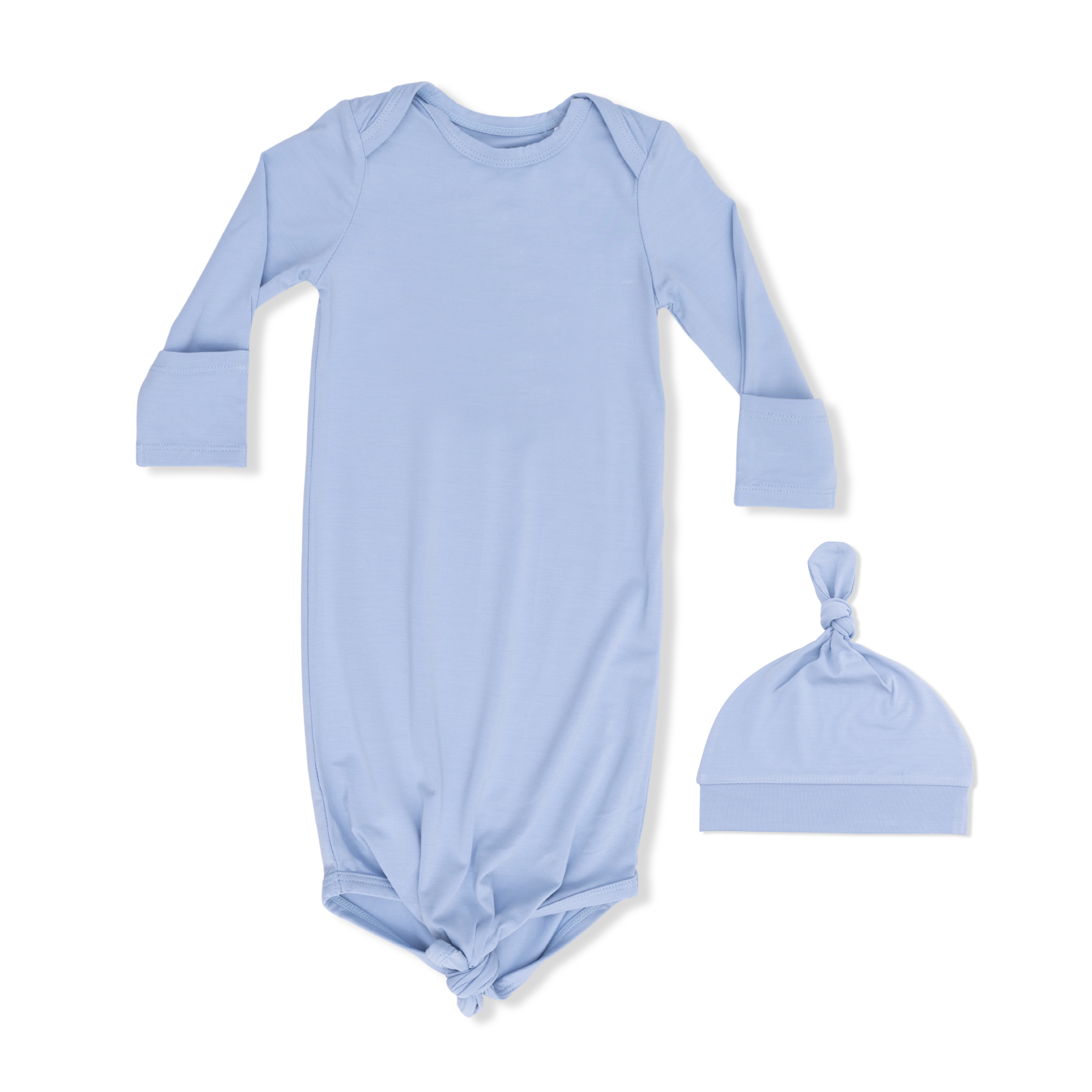 Solid Blue Fog - Knotted Gown And Hat