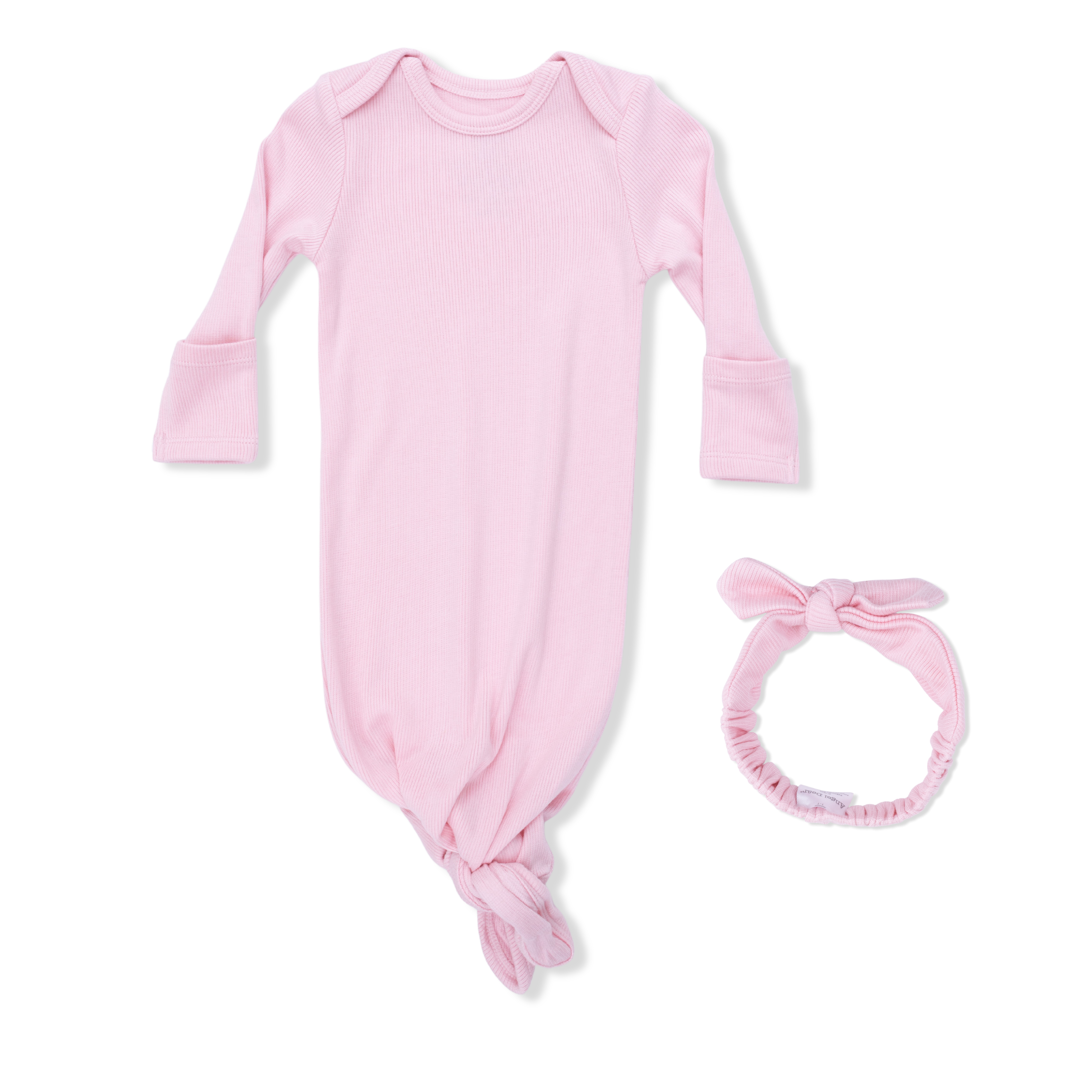 Solid Romance Rose Rib - Knotted Gown And Headband