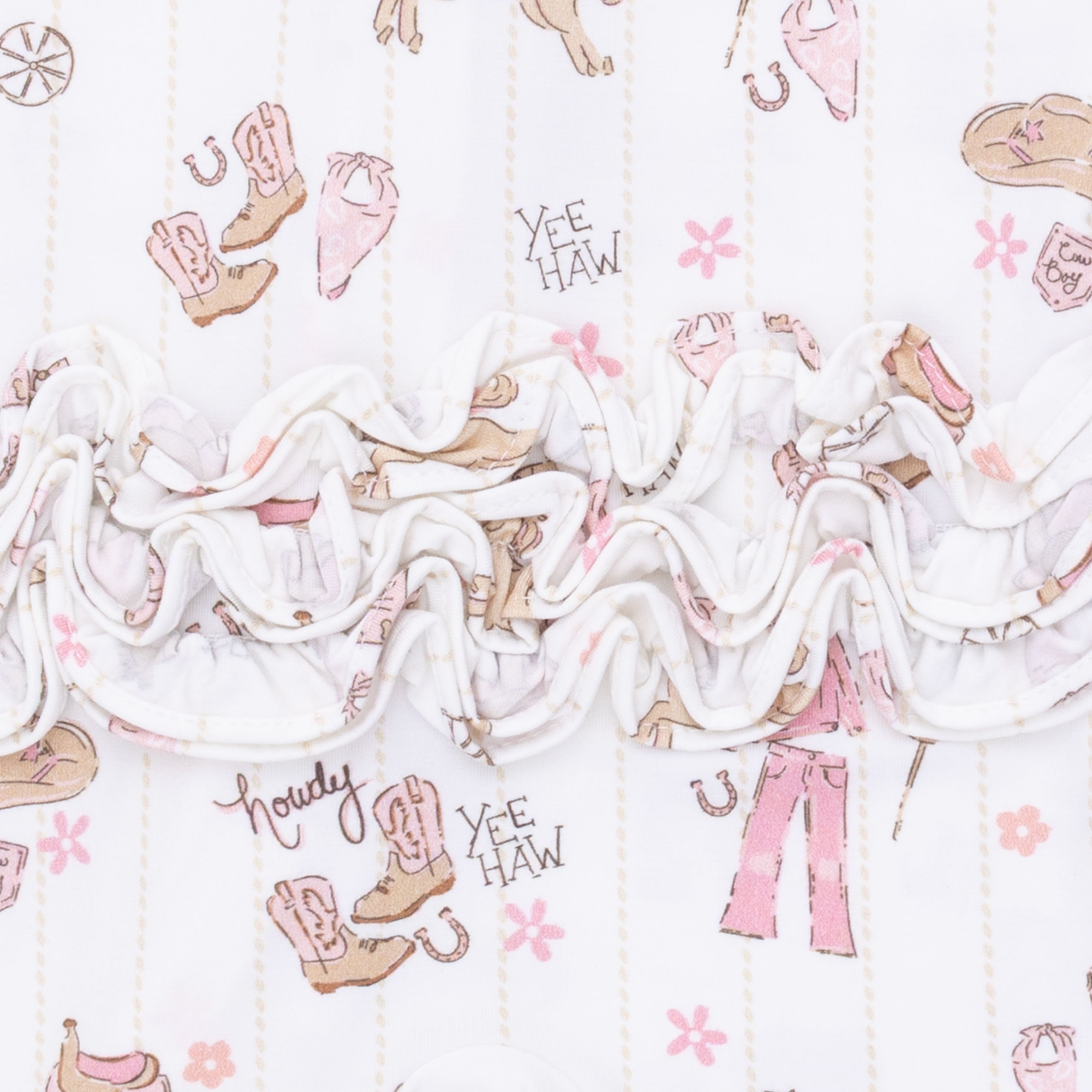 Cowgirl Nursery - 2 Way Ruffle Front Zipper Footie