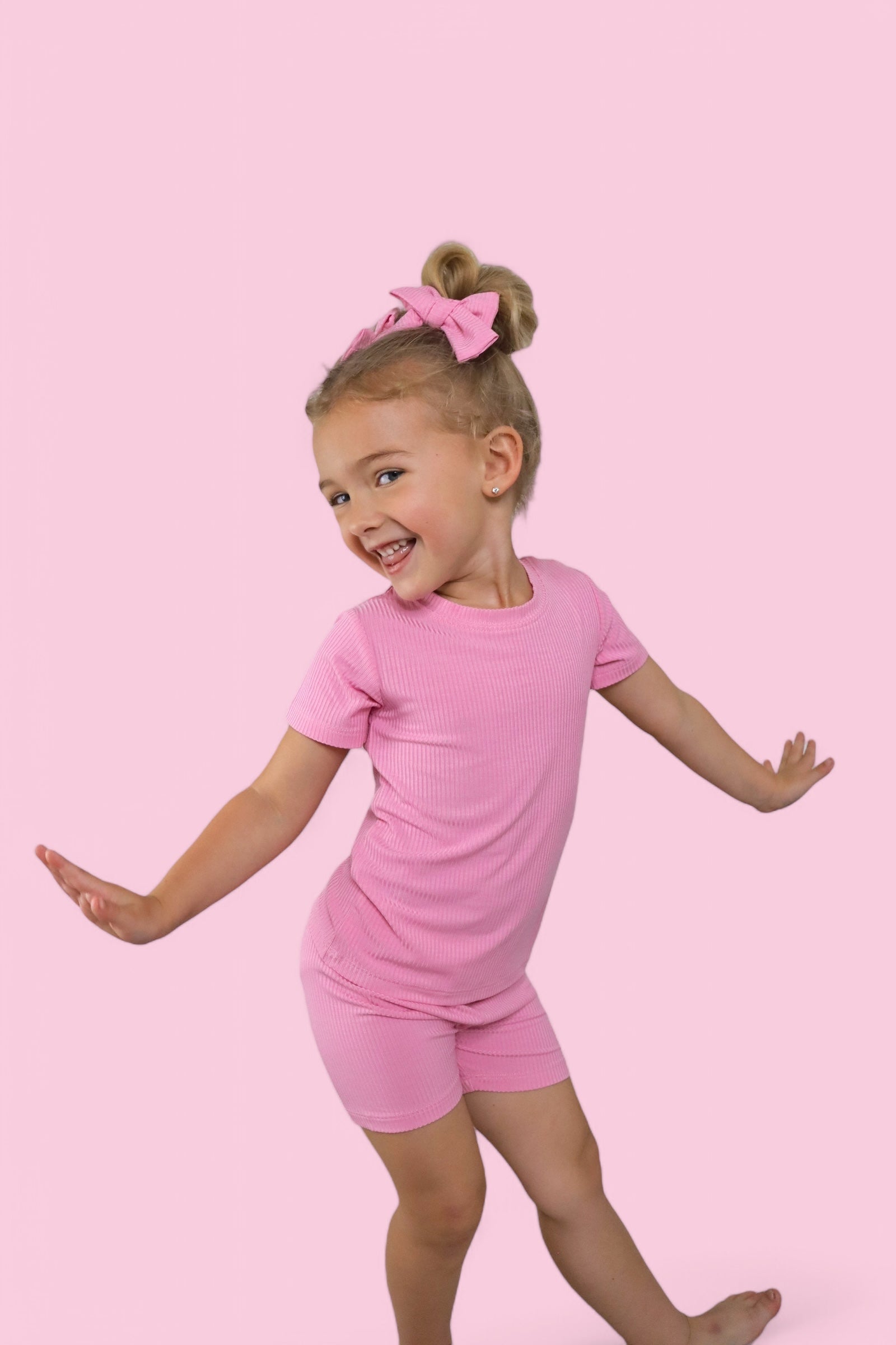 Bella Pink Rib Dream Short Set