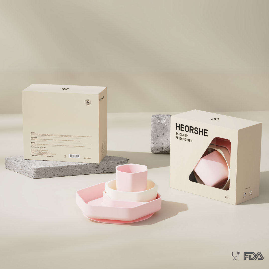 Toddler Feeding Set Pink & White