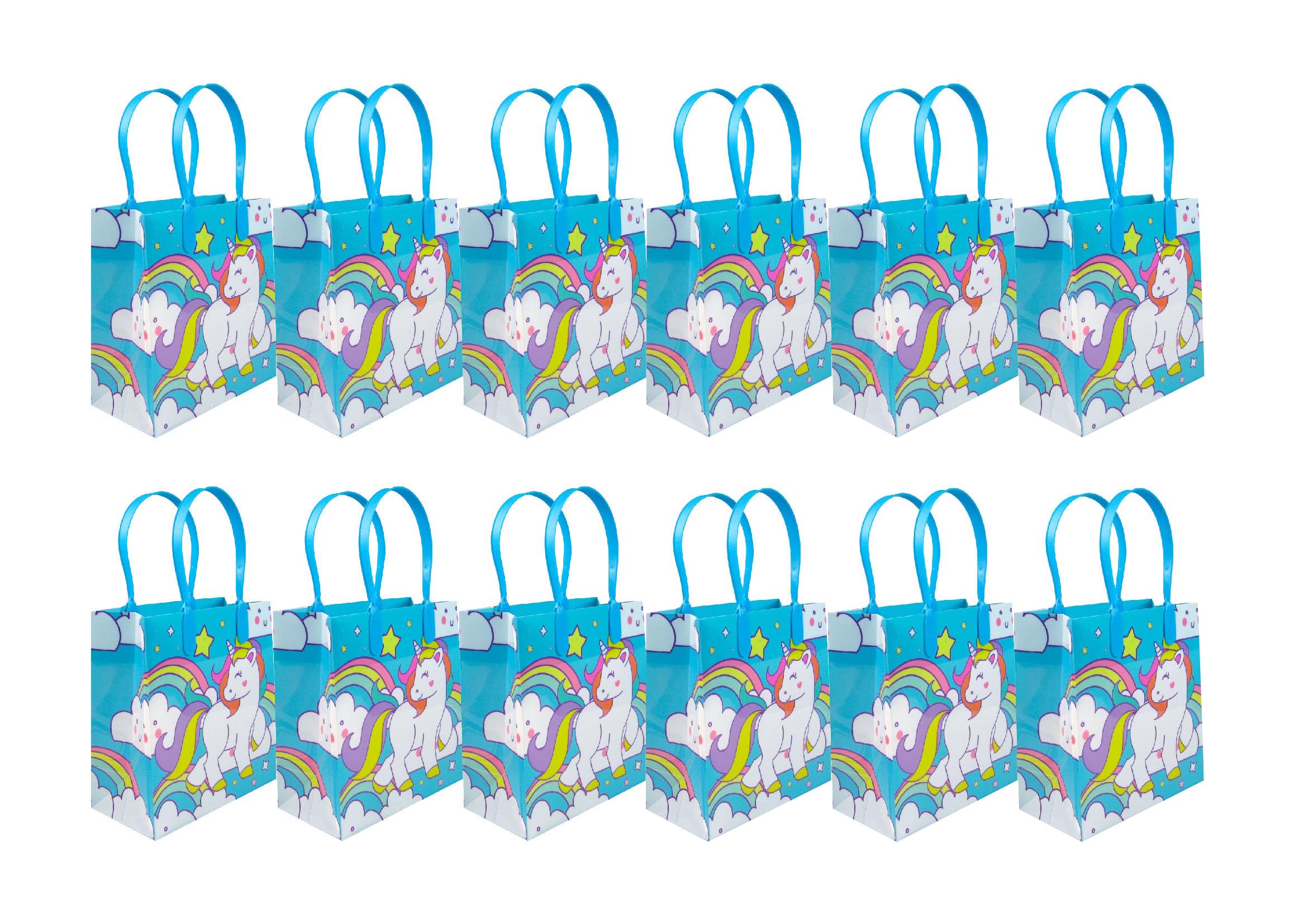 Blue Unicorn Party Favor Bags Treat Bags - Set Of 6 Or 12