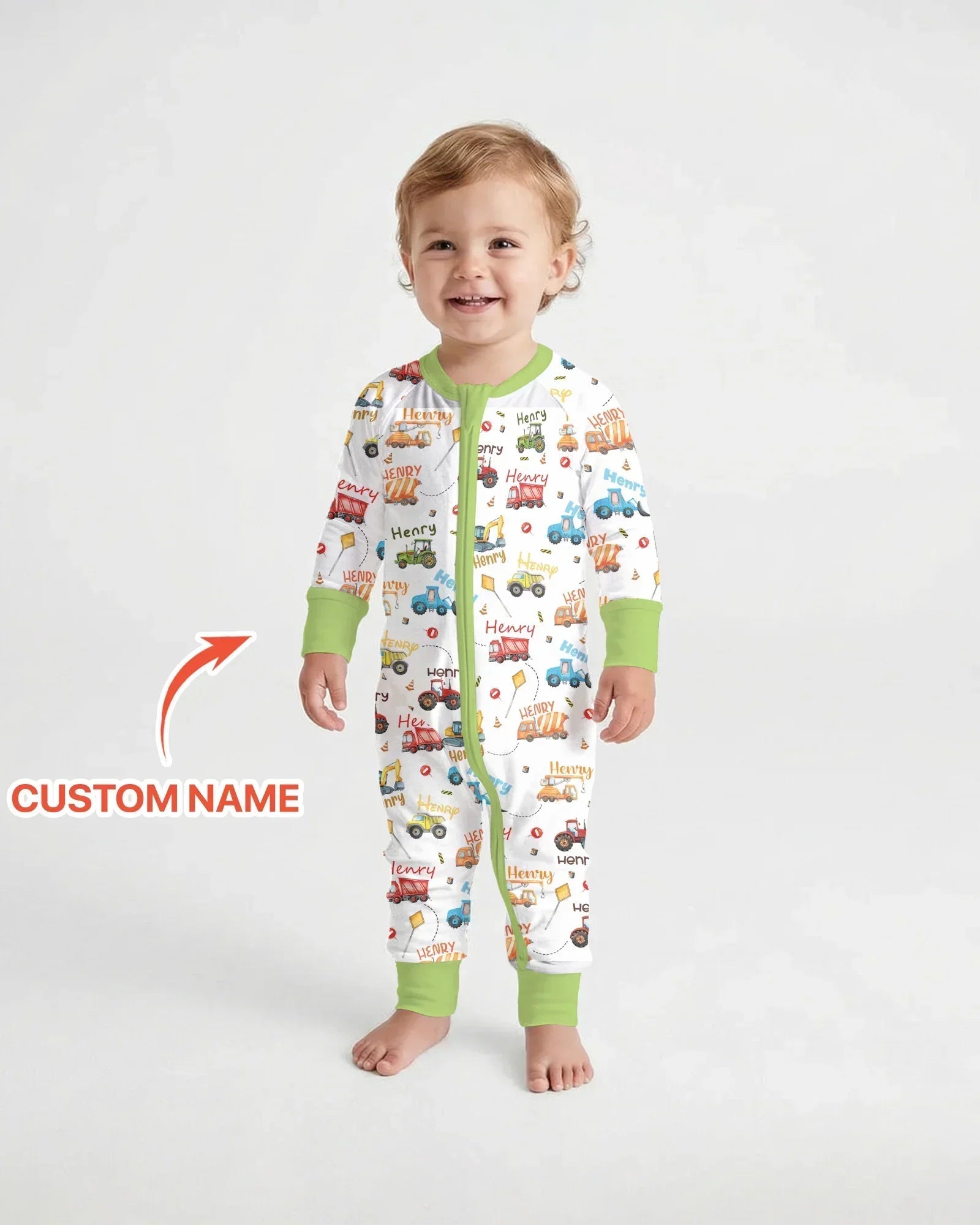 Construction Vehicles Custom Name Bamboo Convertible Zippy
