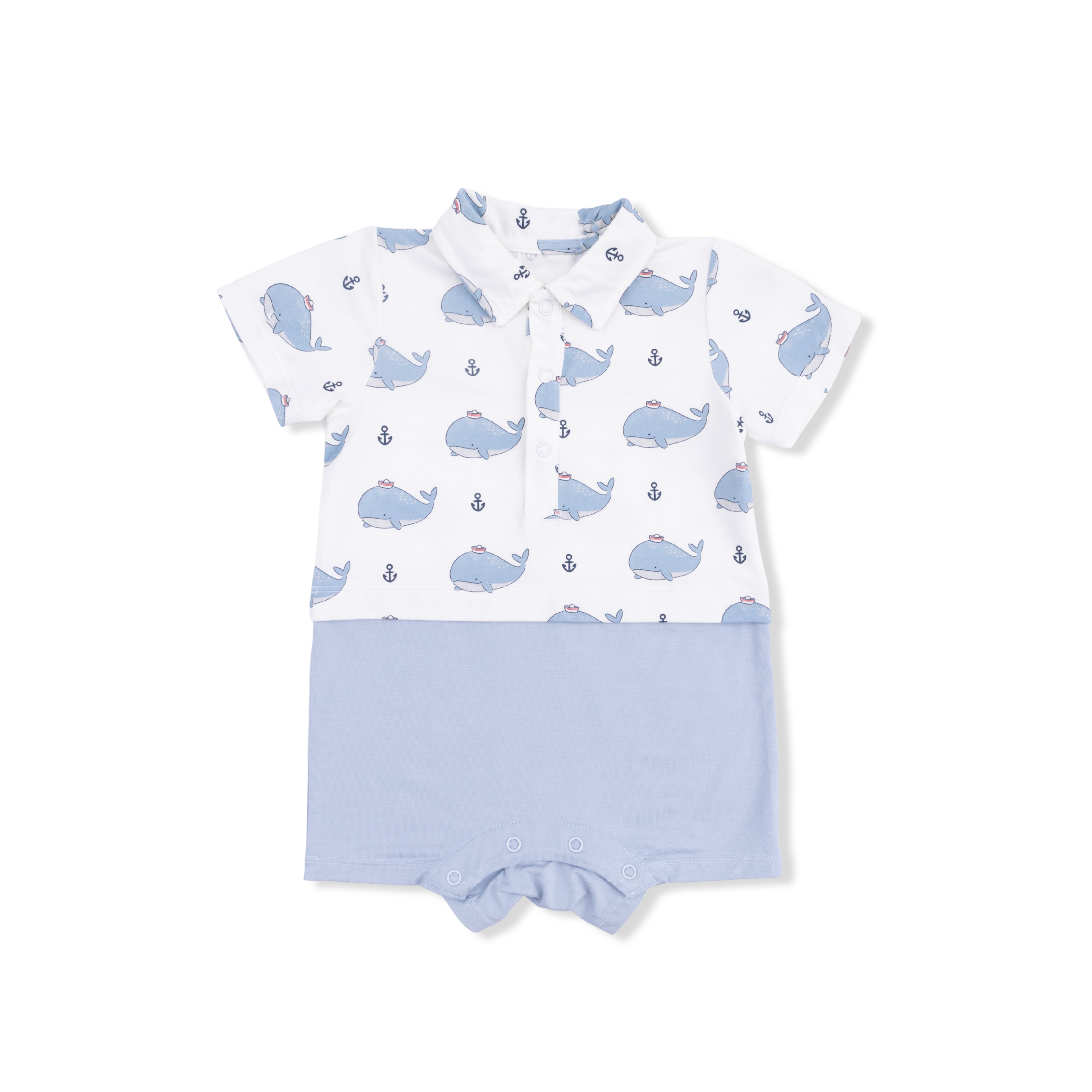 Bubbly Sailor Whales Blue - Short Playsuit