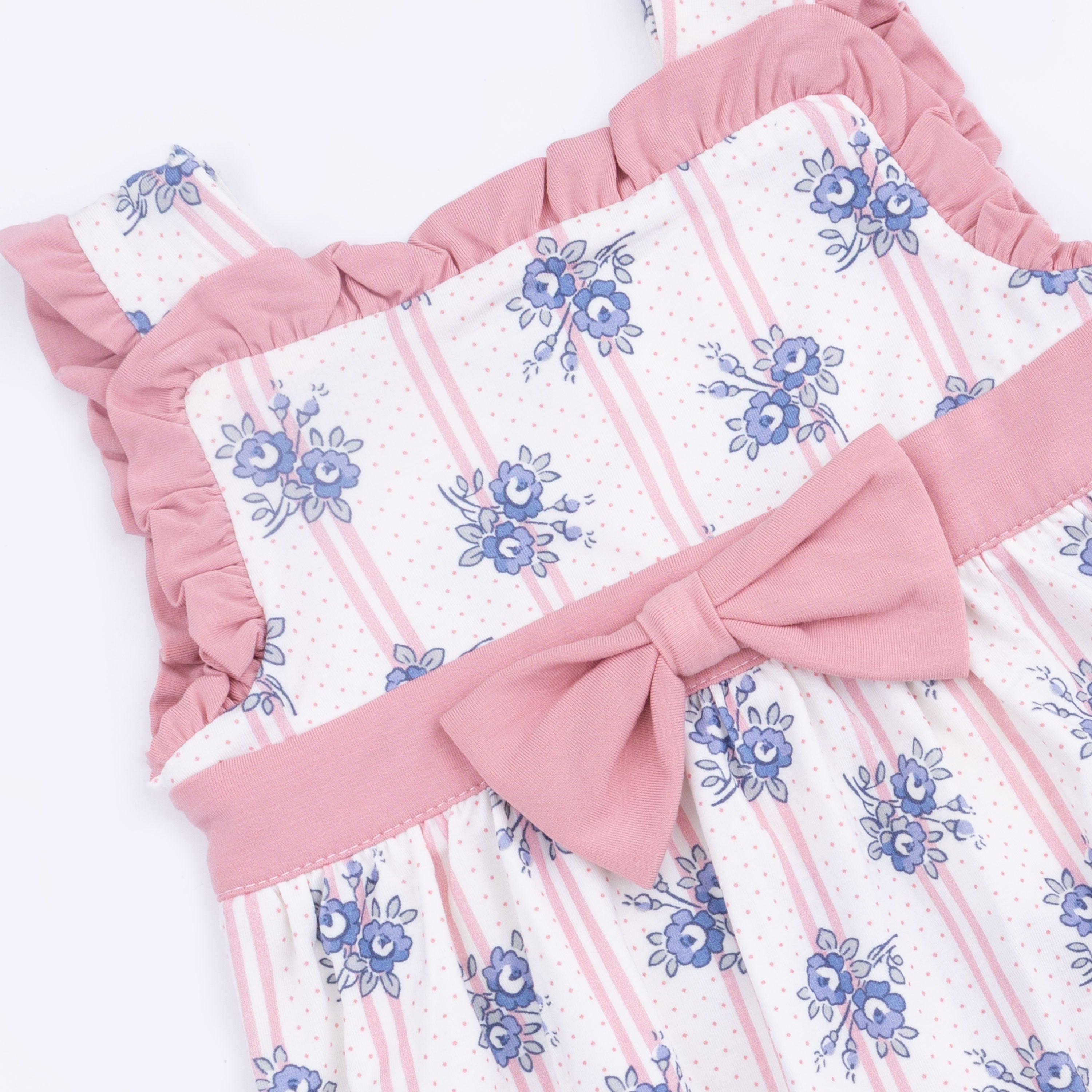 Stripe Dot Roses - Bow Playsuit