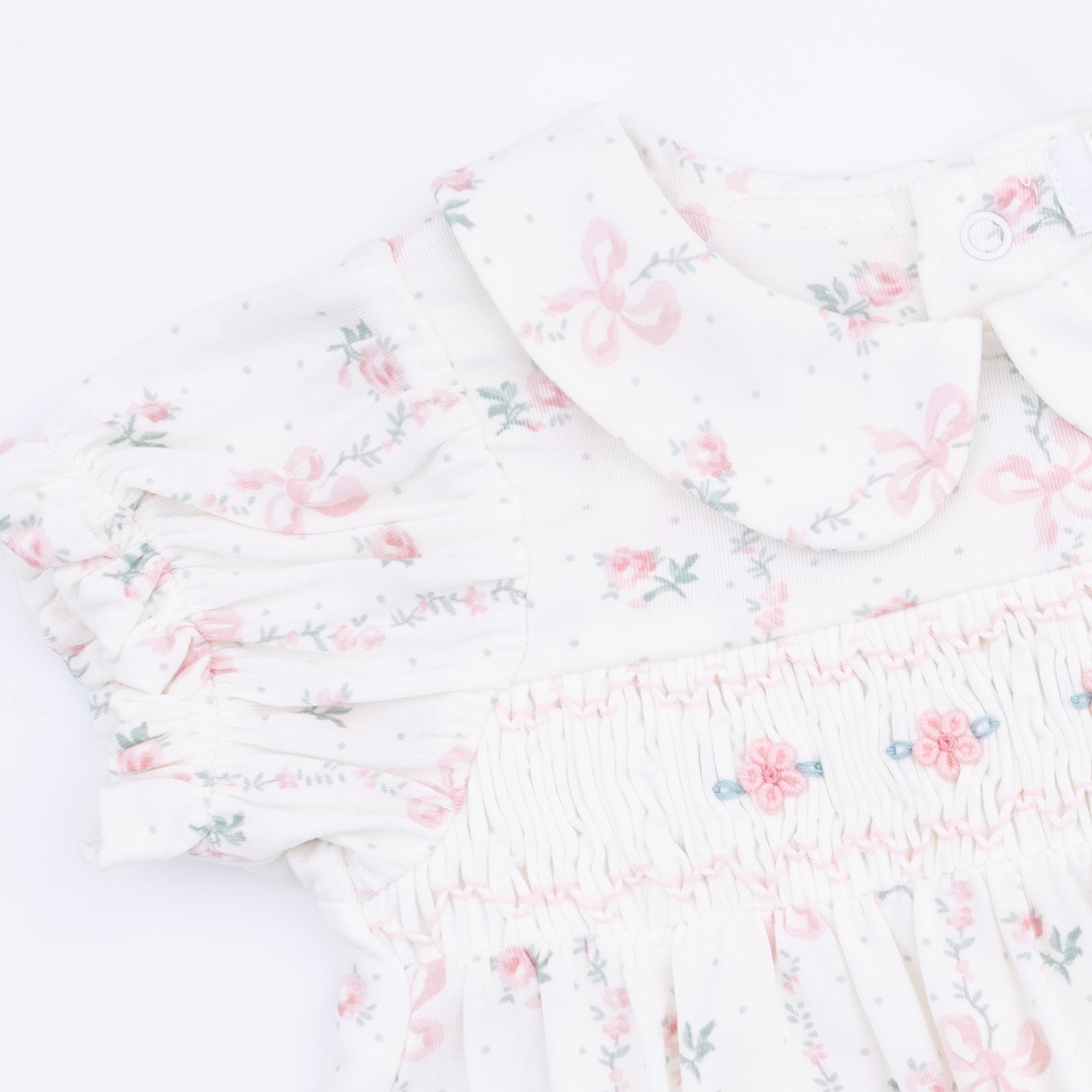 Dainty Buds And Bows - Smocked Dress Set And Headband