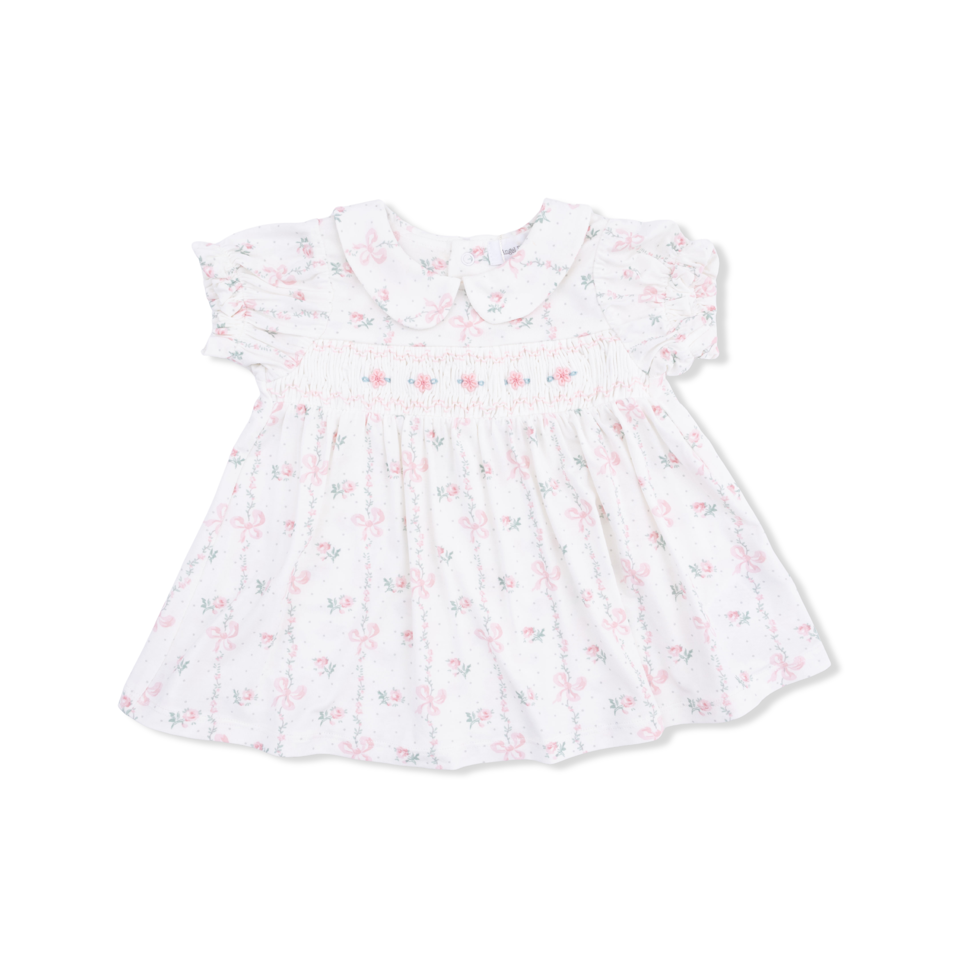 Dainty Buds And Bows - Smocked Dress Set And Headband