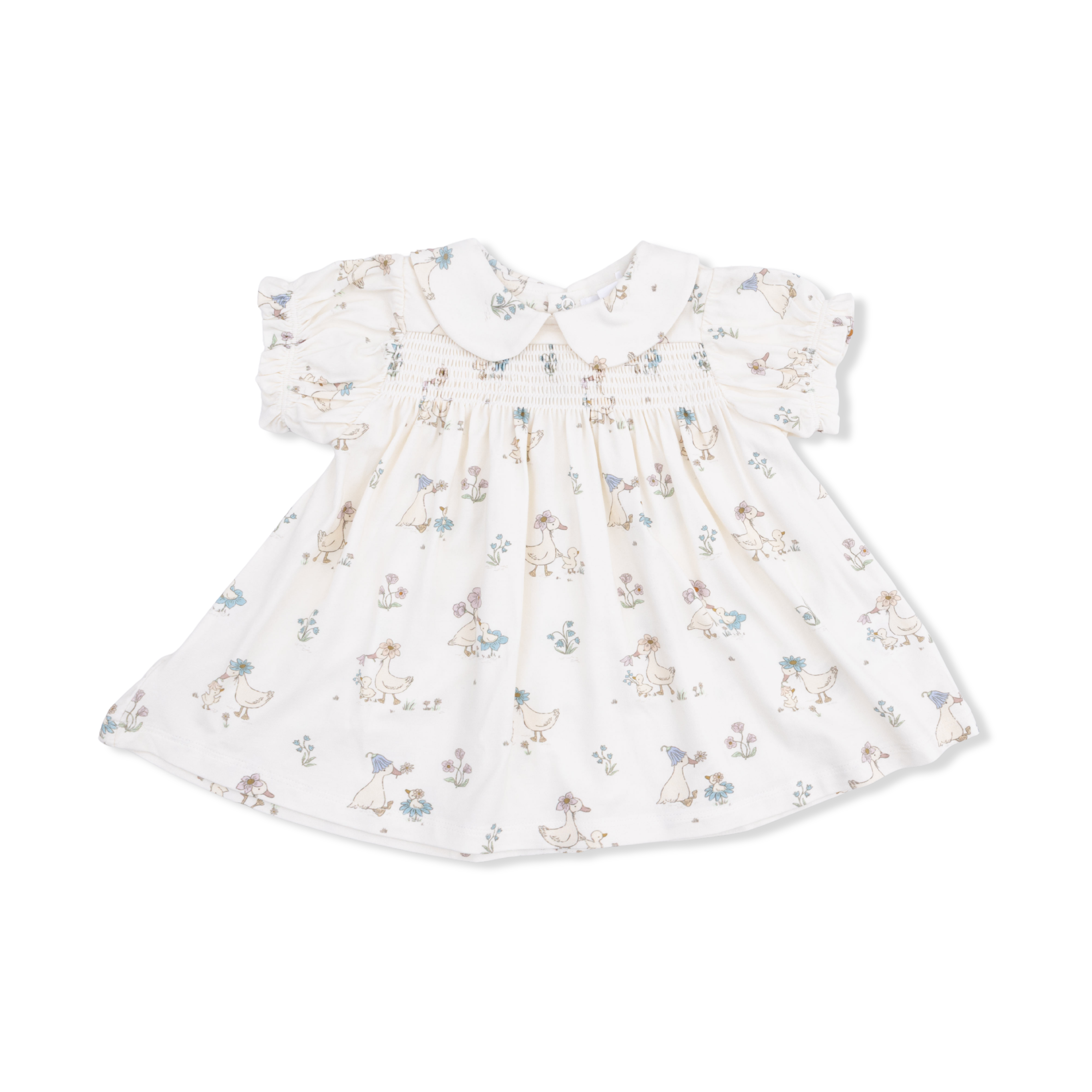 Flower Ducklings - Smocked Dress Set With Headband