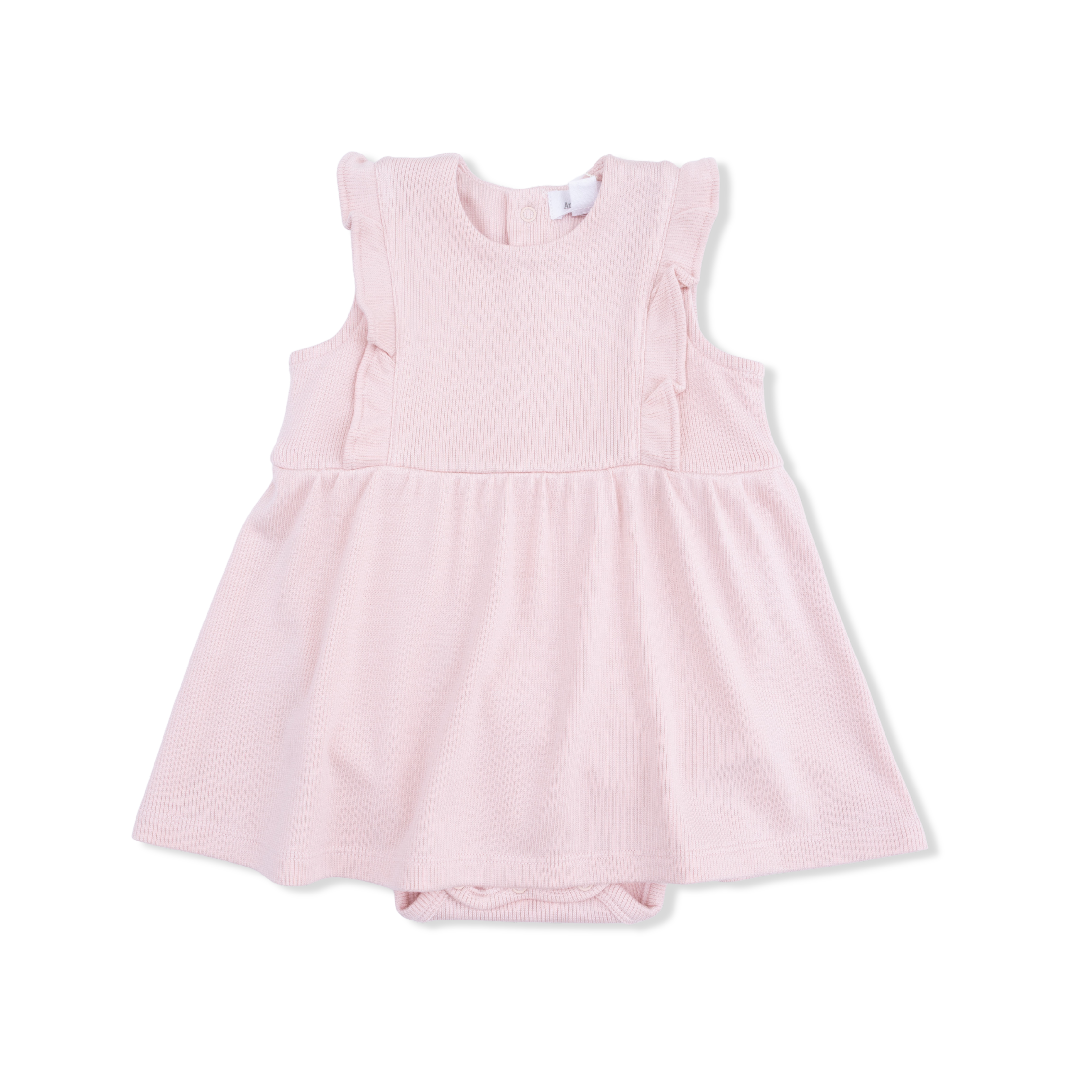 Solid Veiled Pink - Ruffle Bodysuit Dress