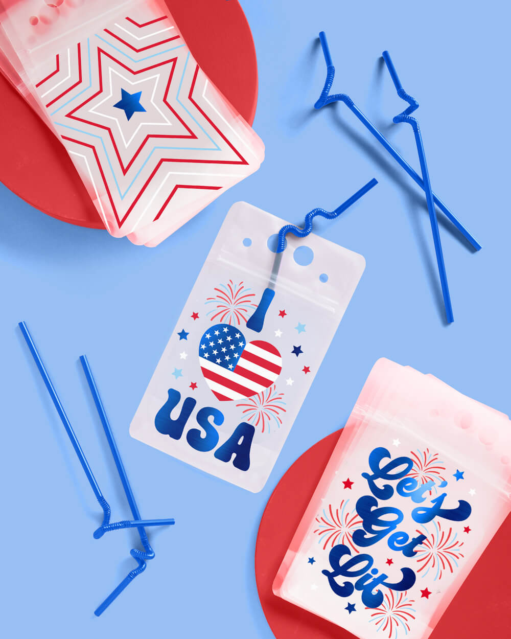 Party In The Usa Sippers - 16 Pouches + Straws