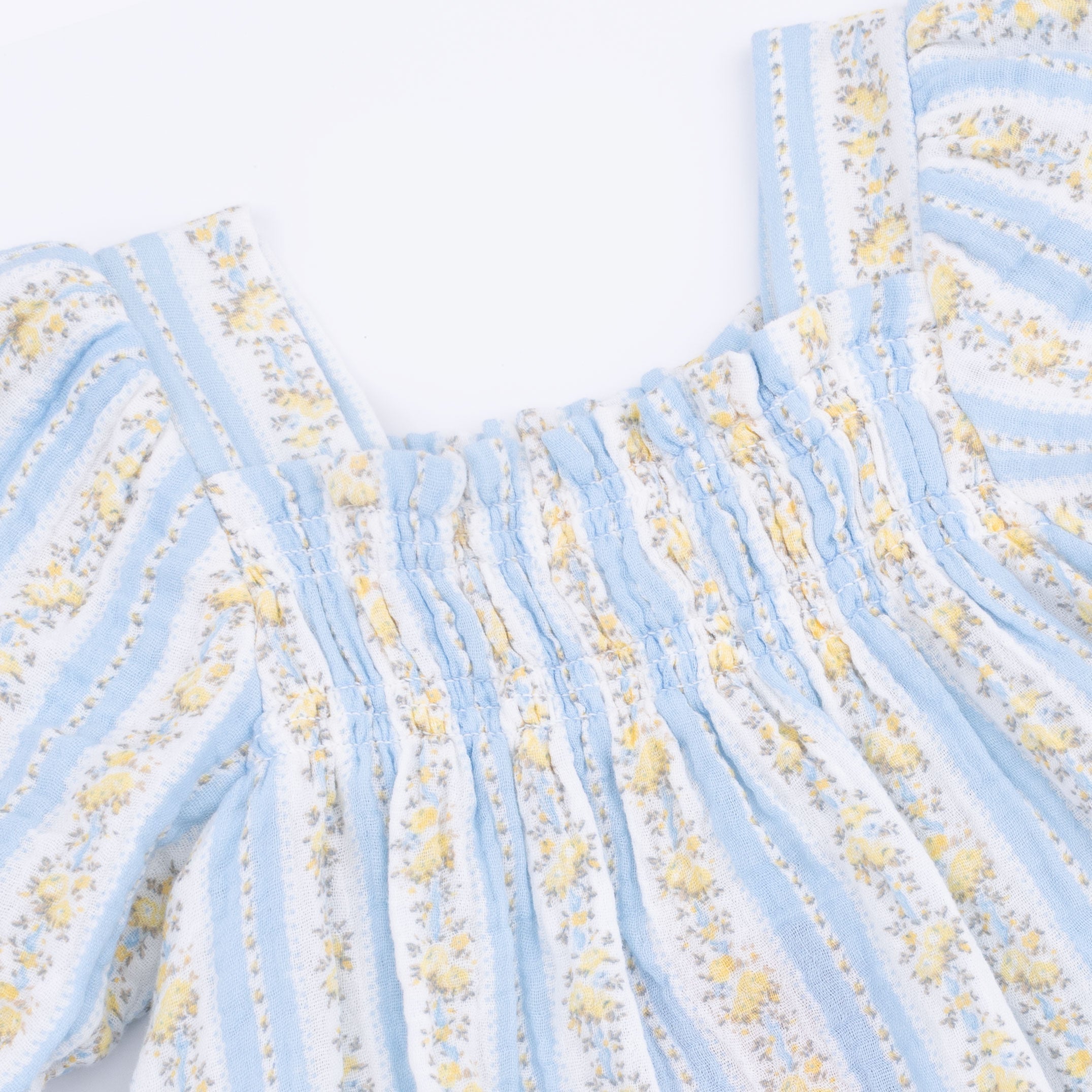 Odalys Floral Stripe - Puff Sleeve Baby Doll Dress And Bloomer