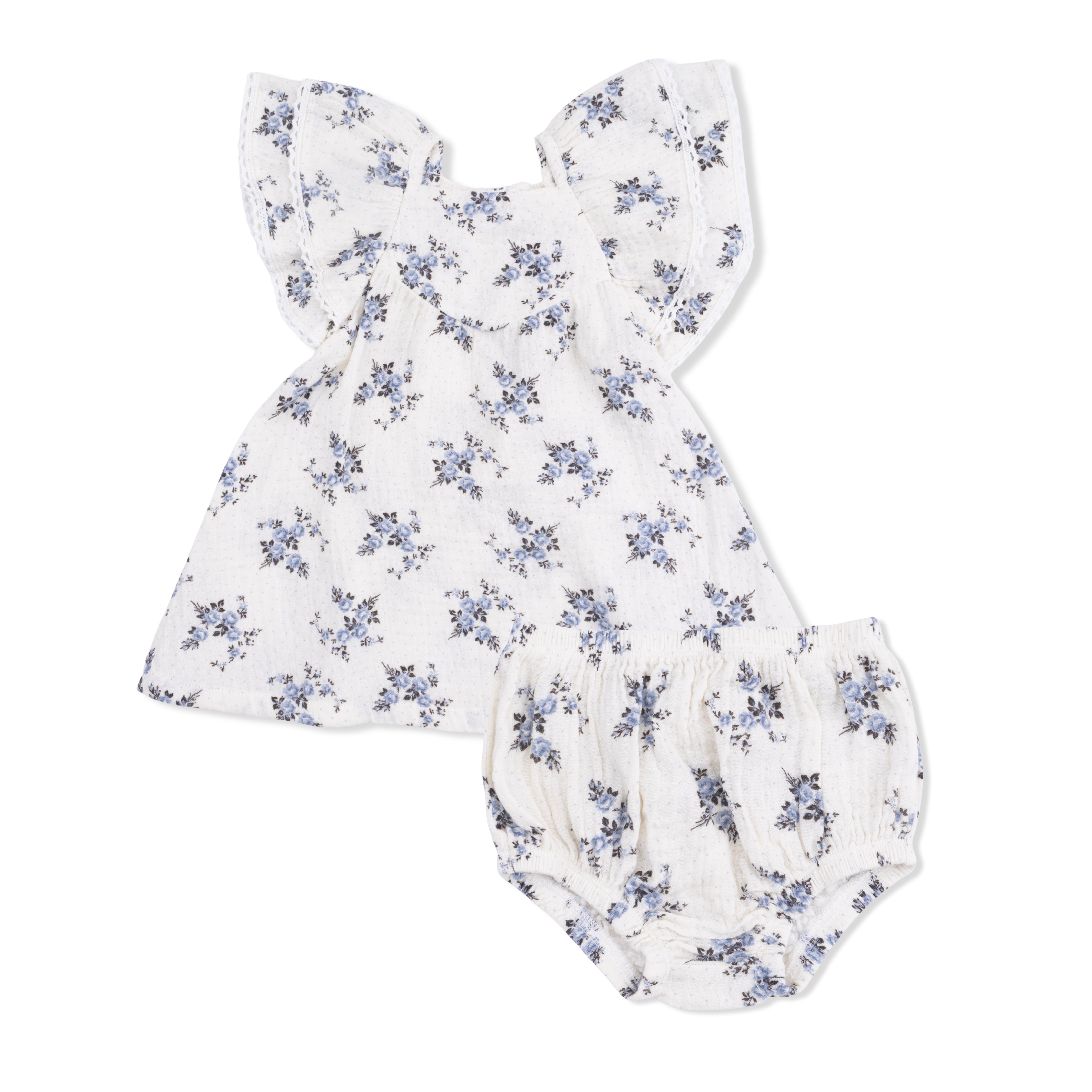 Belle Rosette Dot - V-neck Dress And Bloomer
