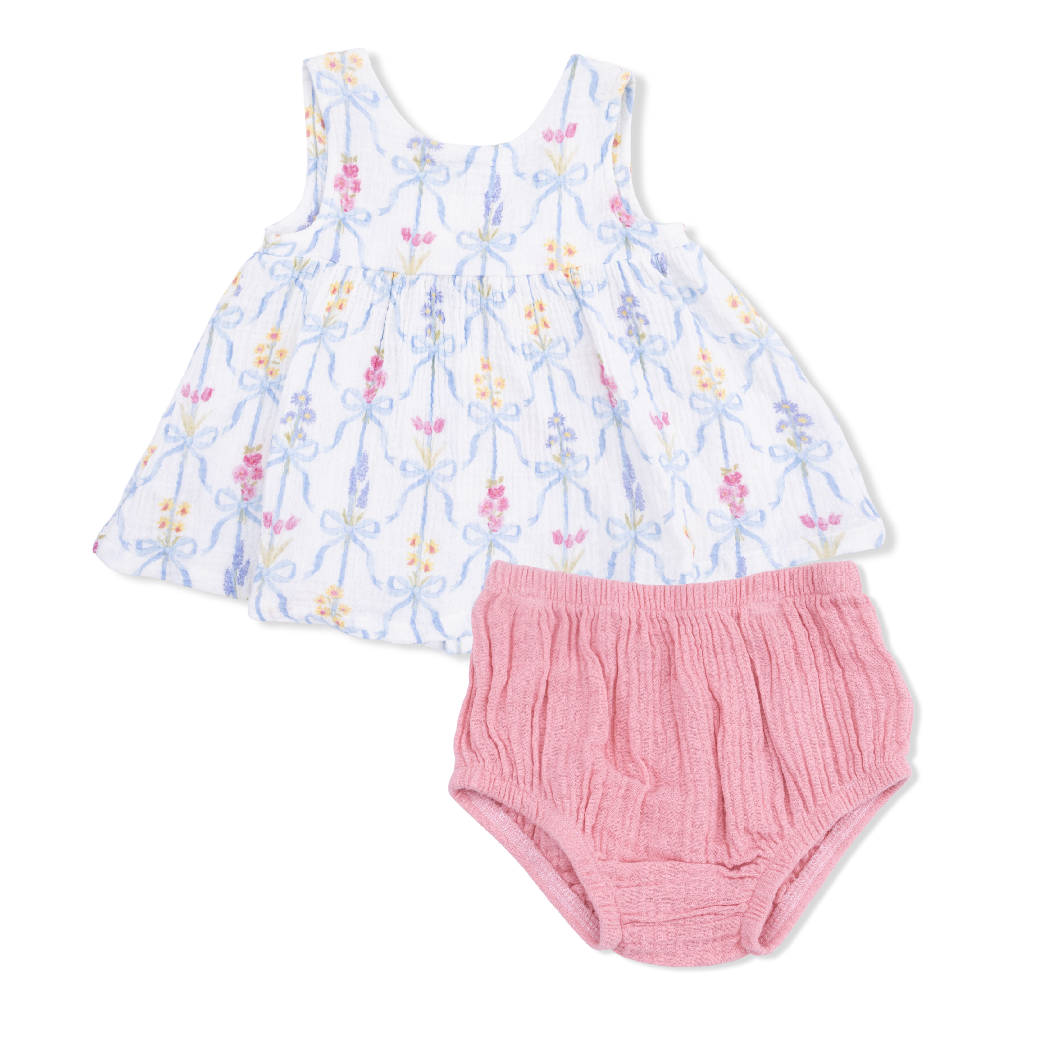 Ribbon Bouquets - Infant Dress With Bow And Bloomer