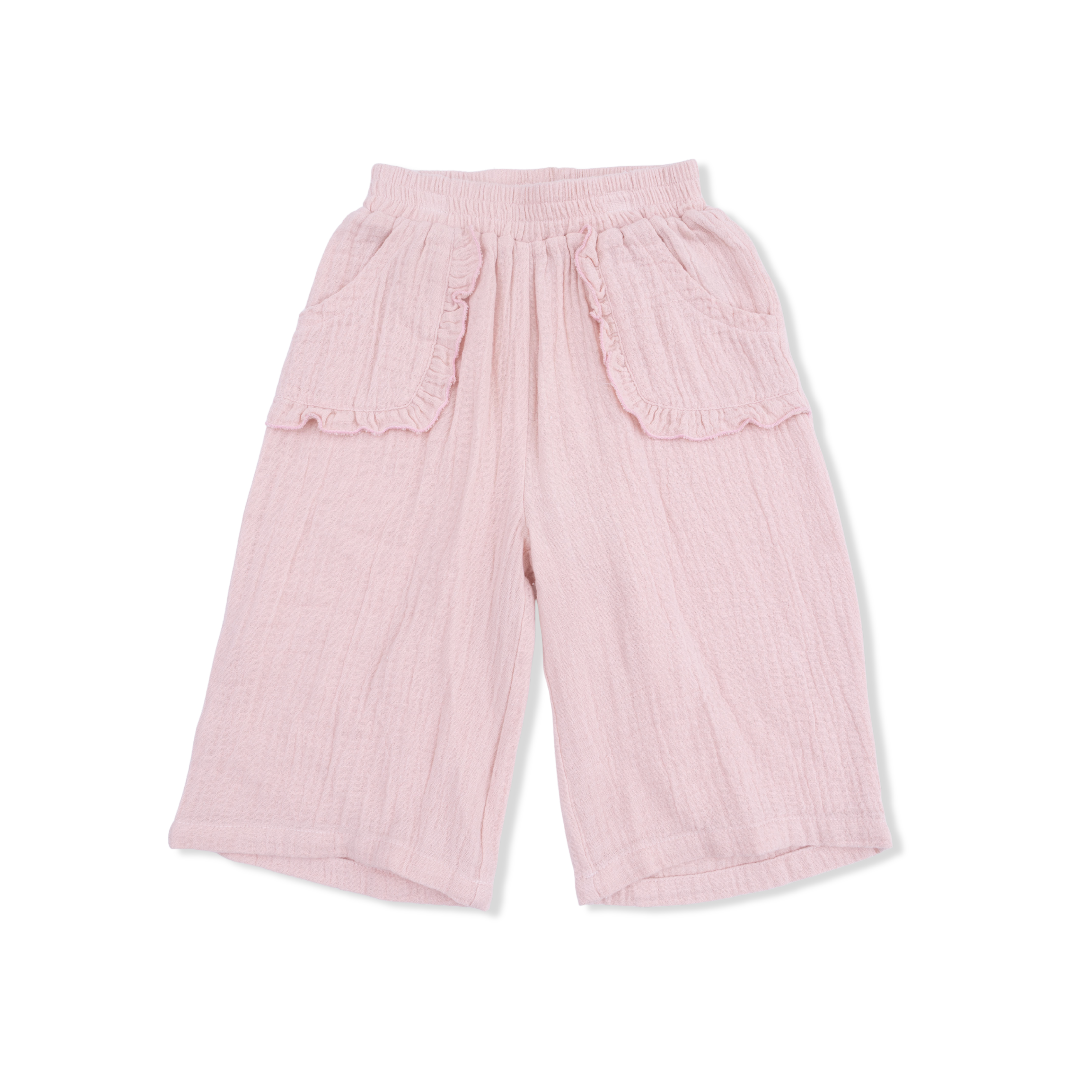 Solid Muslin Lotus - Wide Leg Pant With Ruffle Pocket