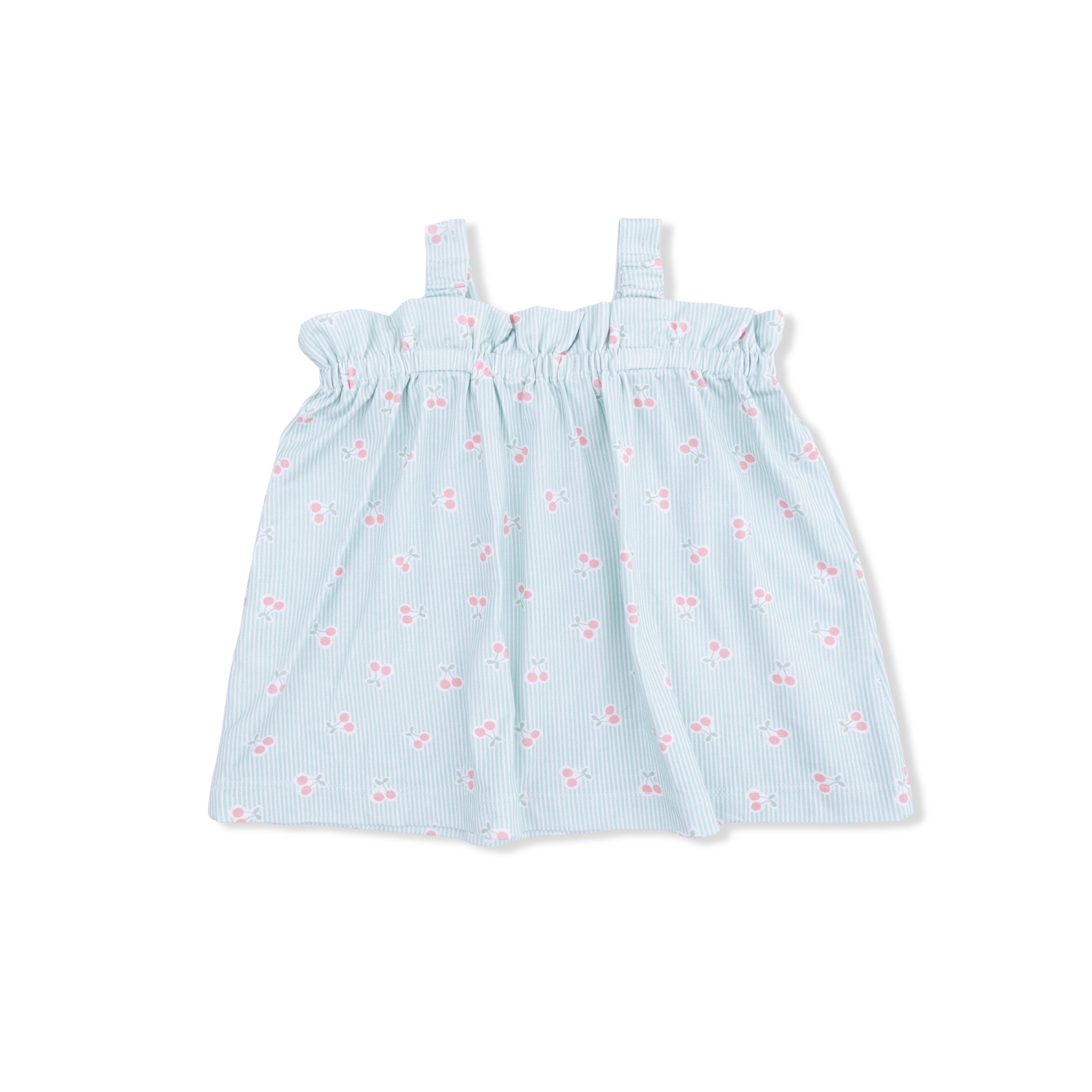 Tiny Cherry Stripe - Top With Bows And Ruffle Leg Bloomer