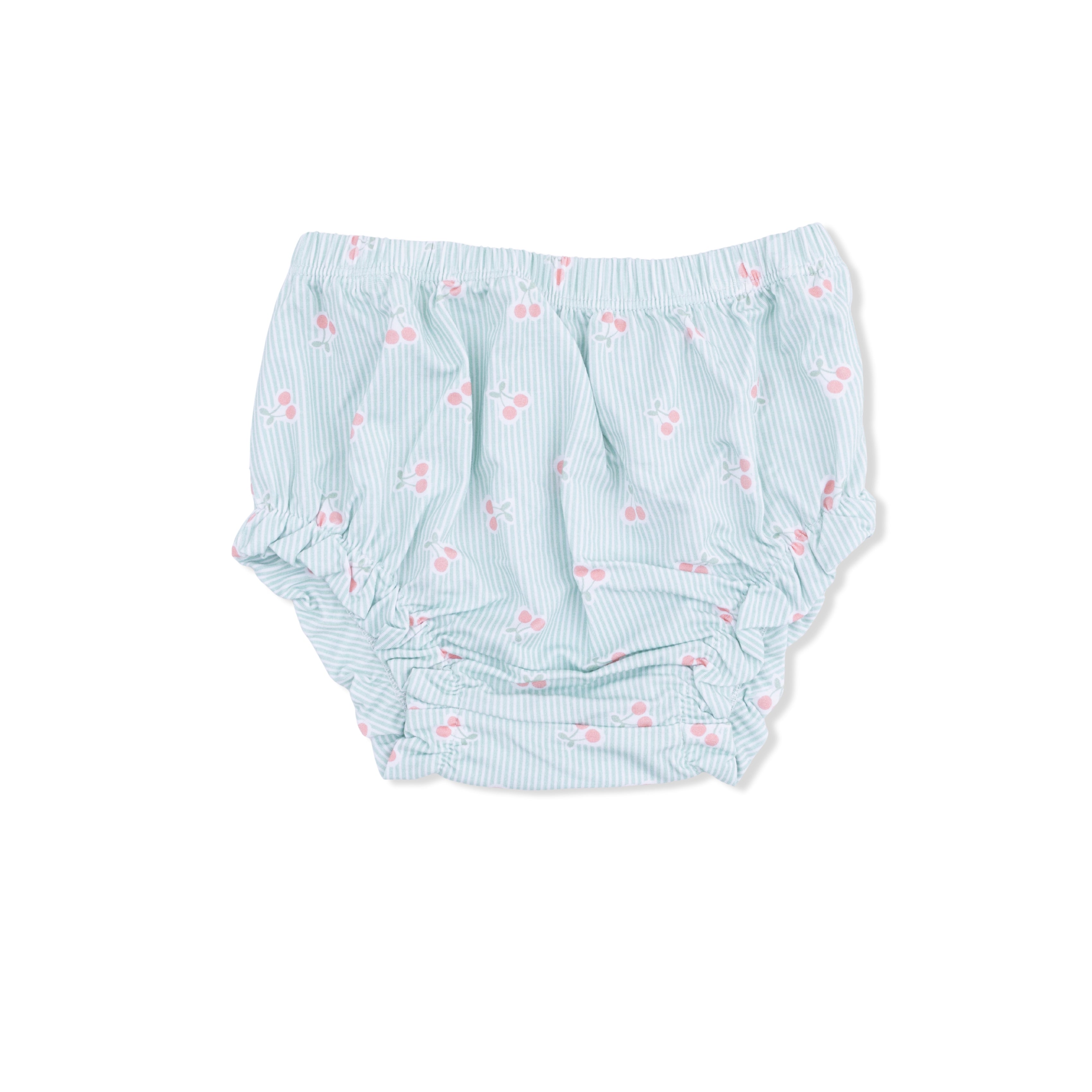 Tiny Cherry Stripe - Top With Bows And Ruffle Leg Bloomer