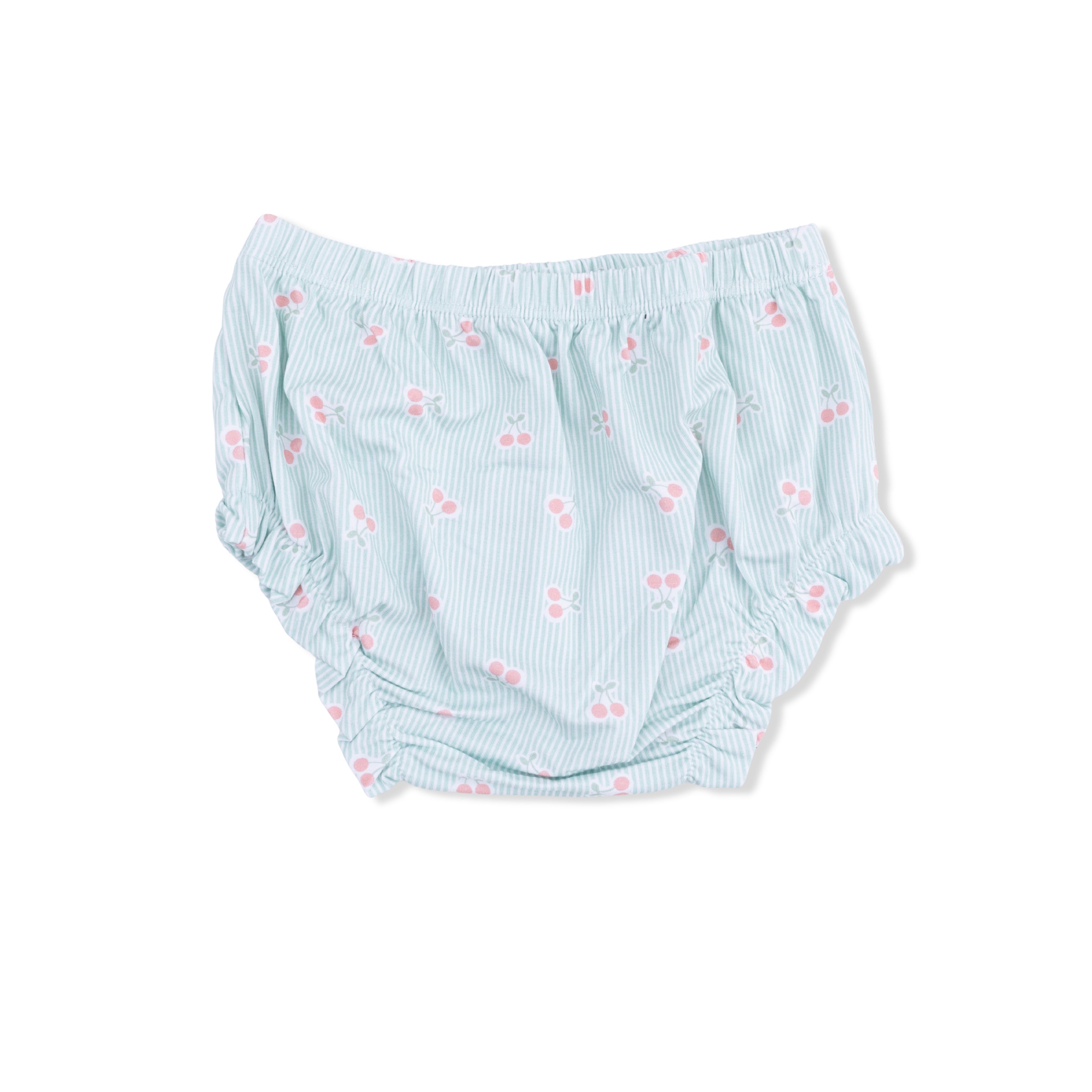 Tiny Cherry Stripe - Top With Bows And Ruffle Leg Bloomer