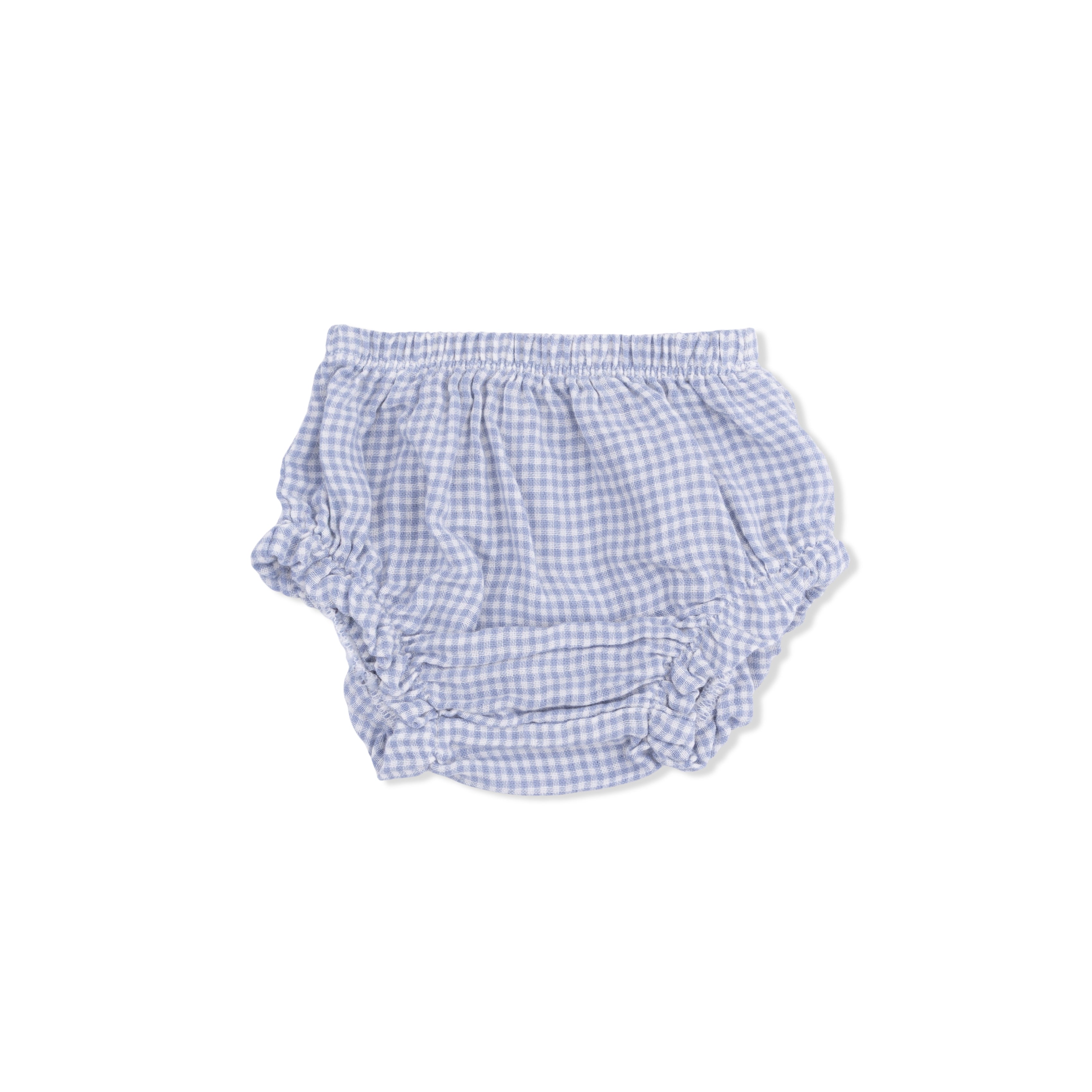 Micro Gingham Blue Blizzard - Top With Bows And Ruffle Leg Bloomer